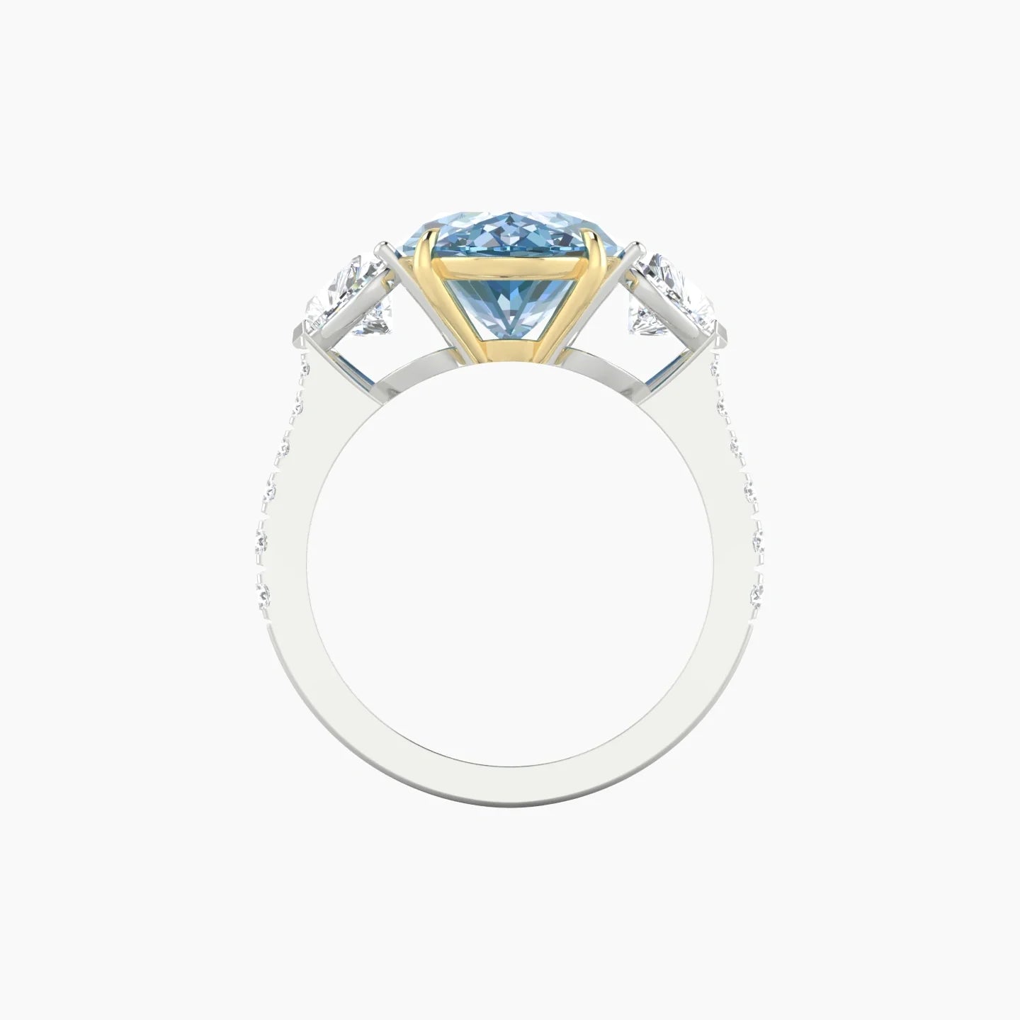 Simple Heart Trilogy with Reverse Shank | 18k White & Yellow Gold 5 ct Oval Cut Ring