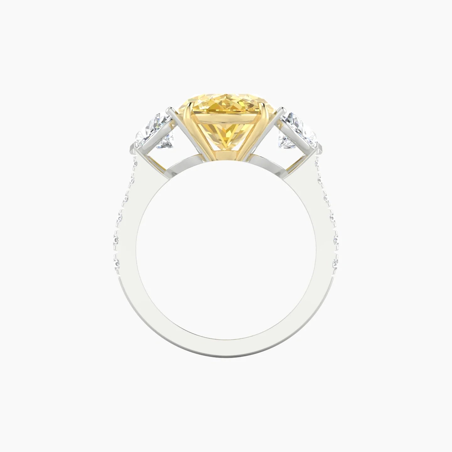Simple Heart Trilogy with Reverse Shank | 18k White & Yellow Gold 5 ct Oval Cut Ring