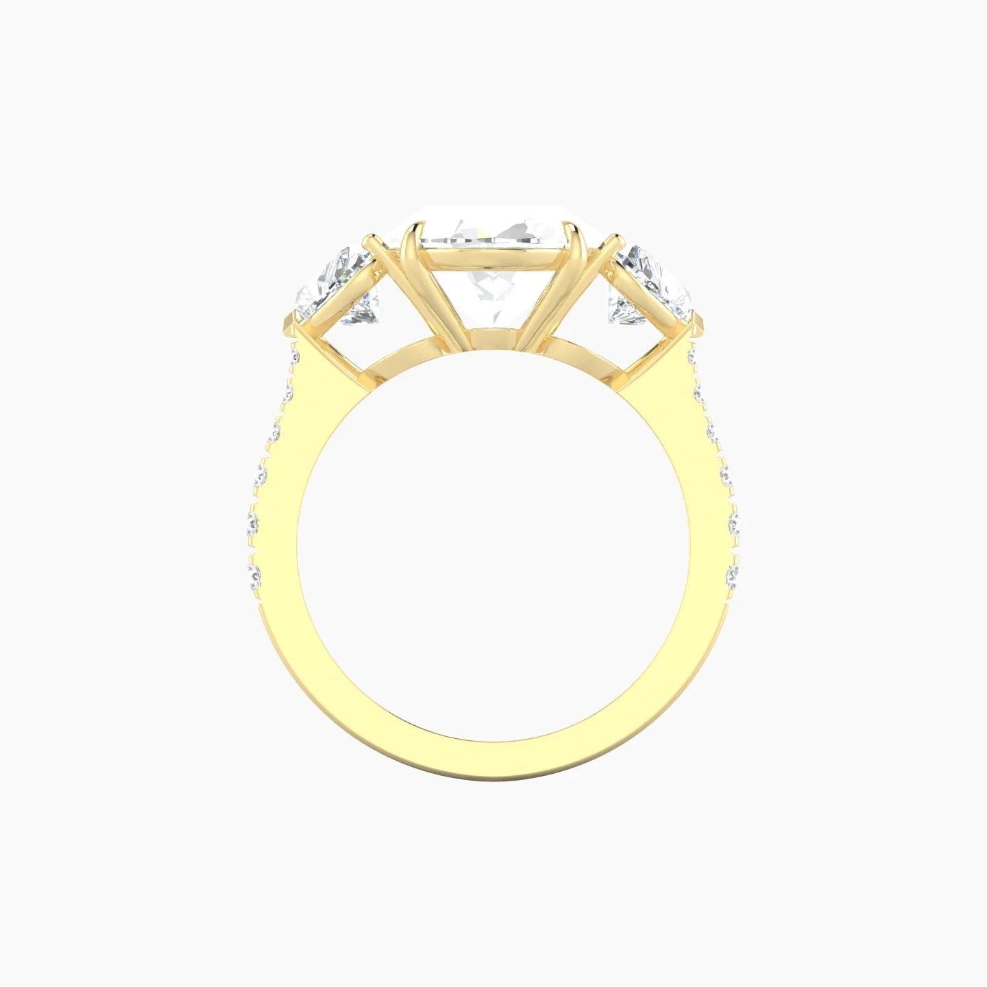 Simple Heart Trilogy with Reverse Shank | 18k Yellow Gold 5 ct Oval Cut Ring