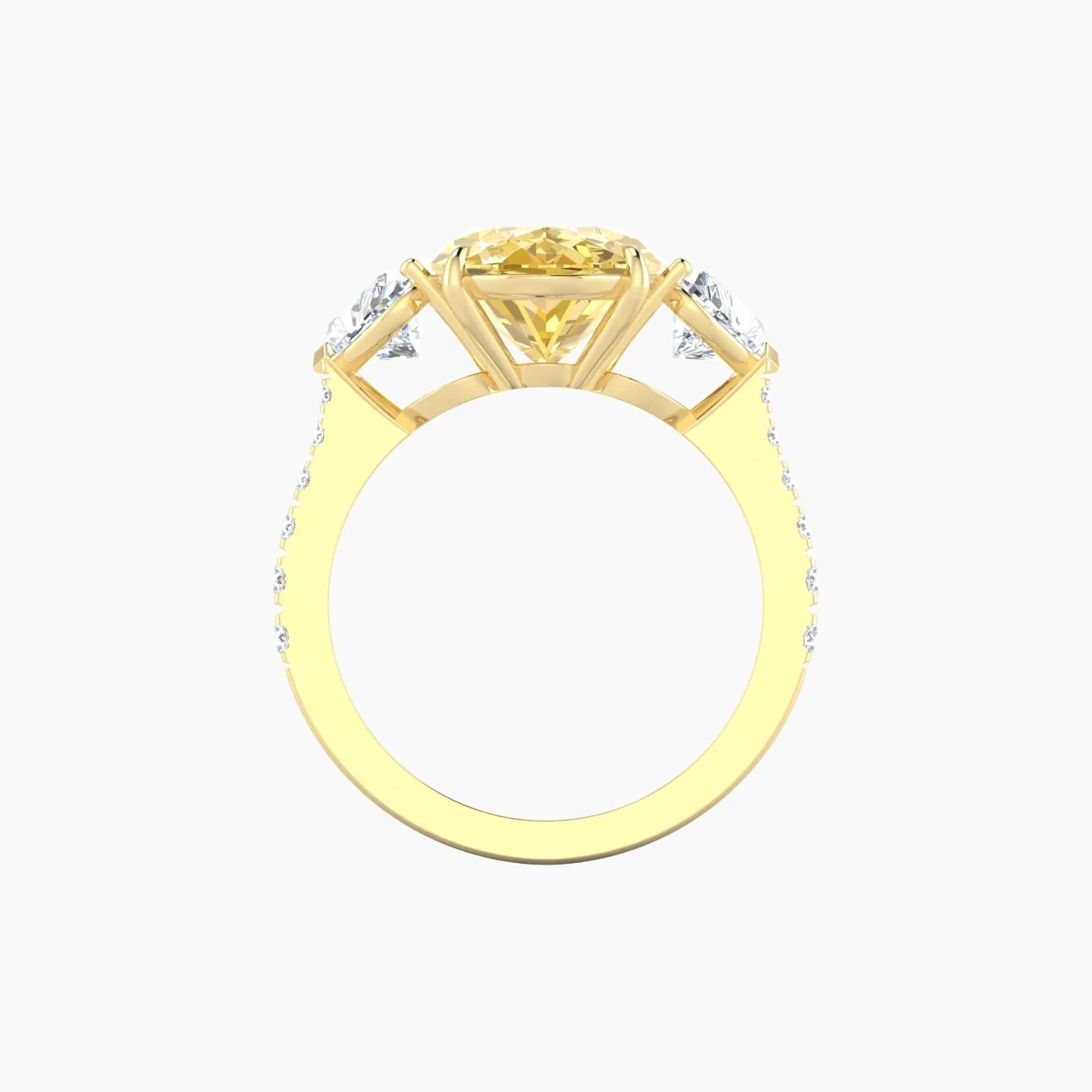 Simple Heart Trilogy with Reverse Shank | 18k Yellow Gold 5 ct Oval Cut Ring