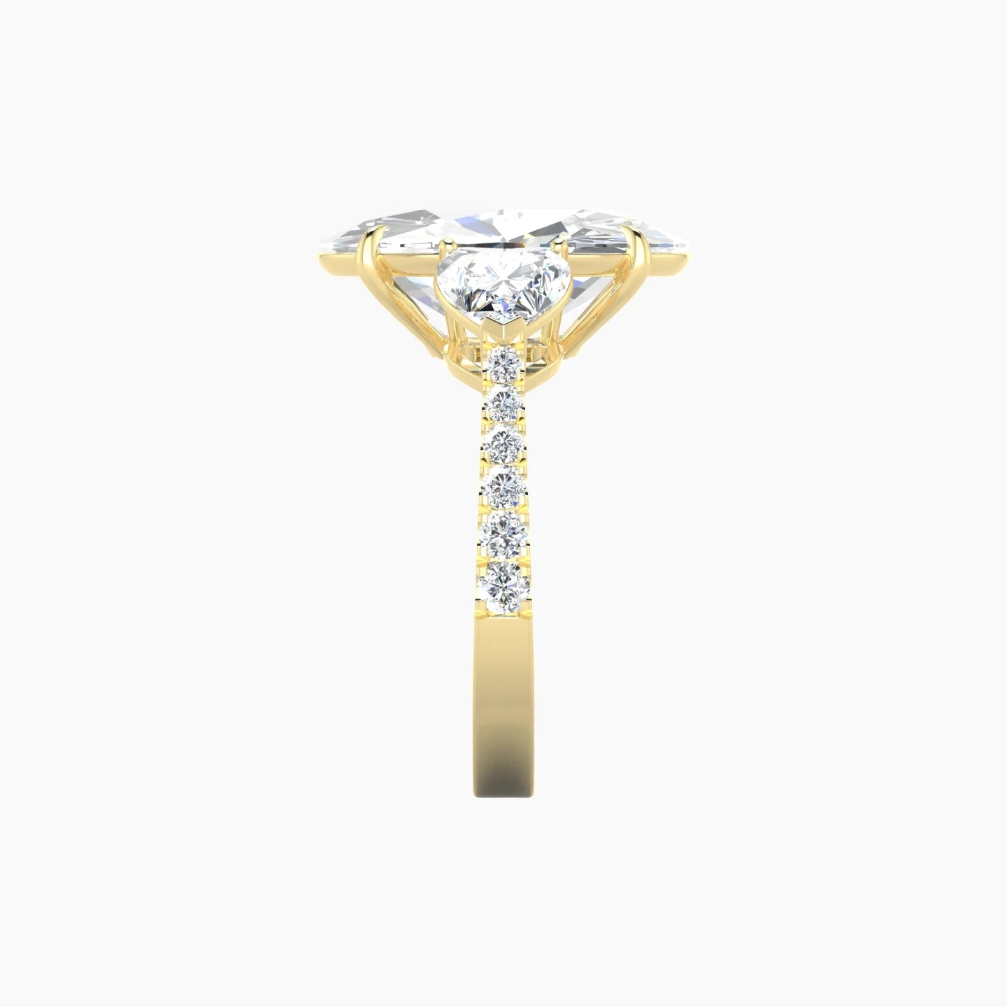 Simple Heart Trilogy with Reverse Shank | 18k Yellow Gold 5 ct Oval Cut Ring