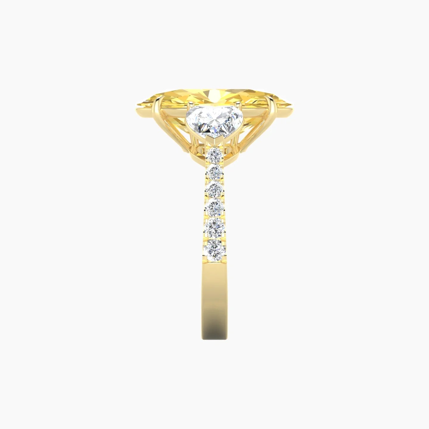 Simple Heart Trilogy with Reverse Shank | 18k Yellow Gold 5 ct Oval Cut Ring