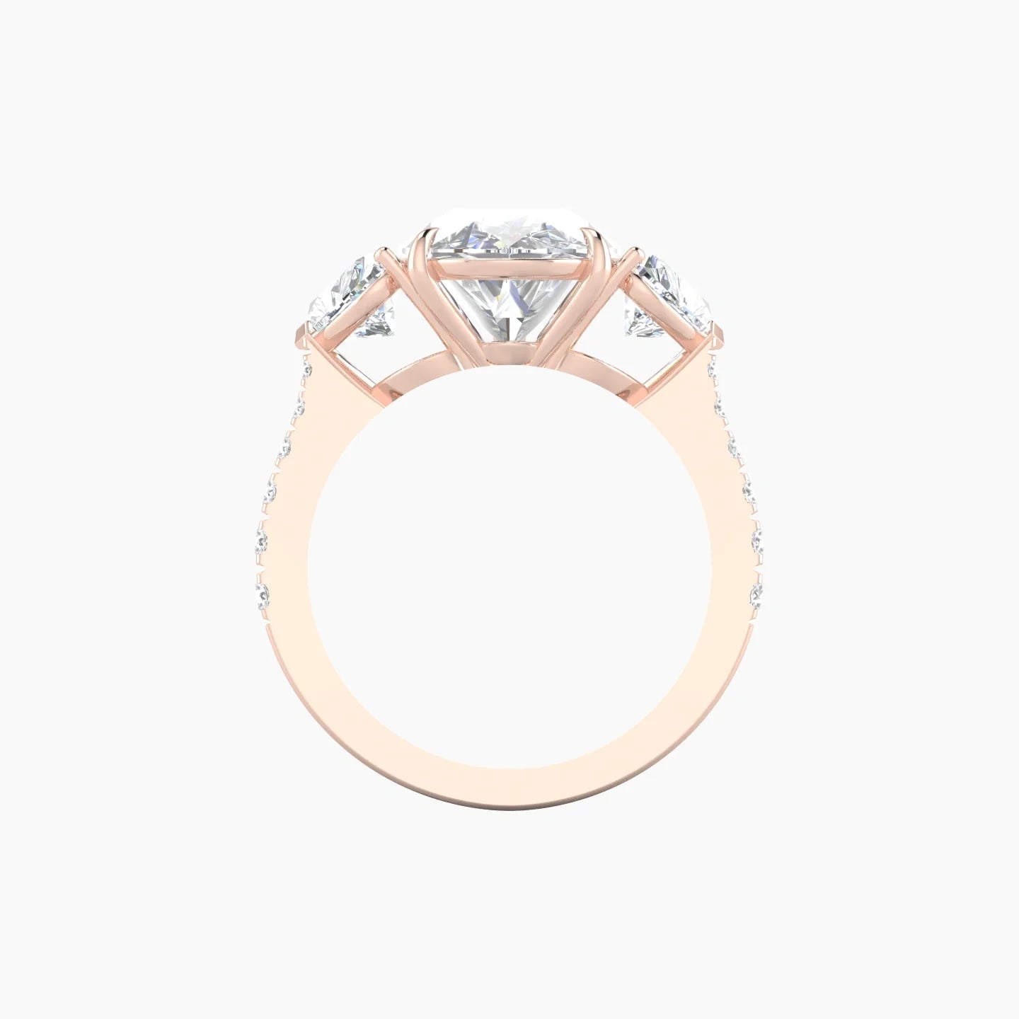 Simple Heart Trilogy with Reverse Shank | 18k Rose Gold 5 ct Pear Cut Ring