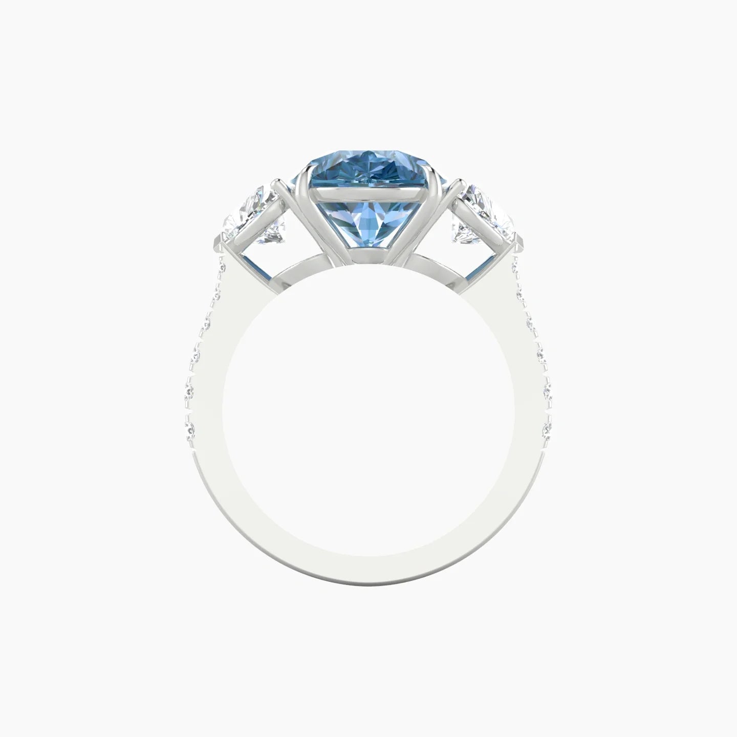 Simple Heart Trilogy with Reverse Shank | 18k White Gold 5 ct Pear Cut Ring