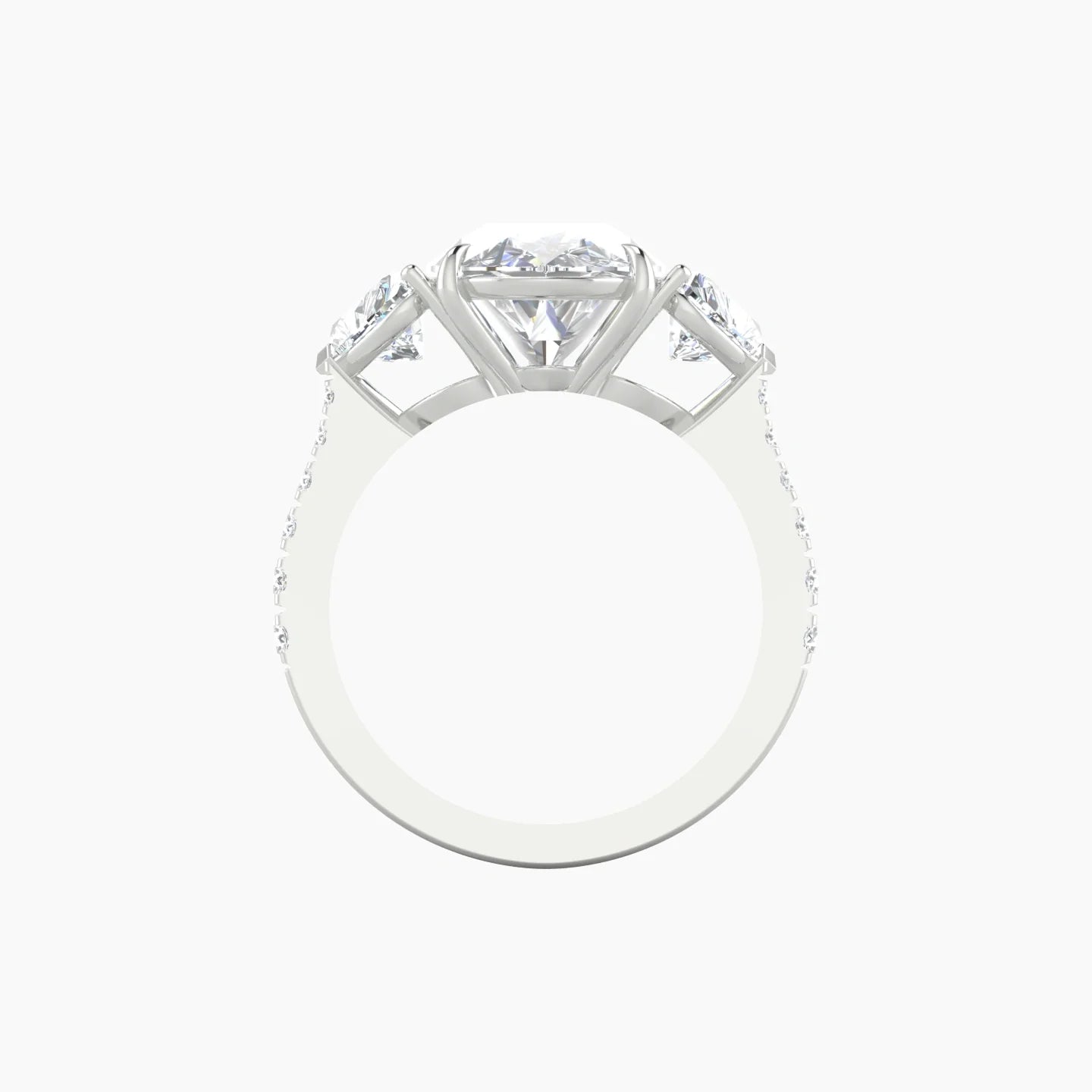 Simple Heart Trilogy with Reverse Shank | 18k White Gold 5 ct Pear Cut Ring