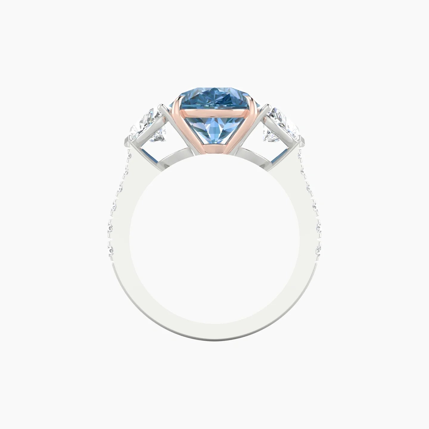 Simple Heart Trilogy with Reverse Shank | 18k White & Rose Gold 5 ct Pear Cut Ring