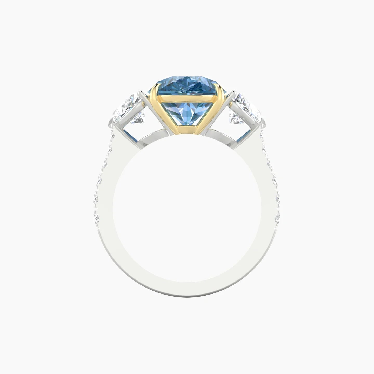 Simple Heart Trilogy with Reverse Shank | 18k White & Yellow Gold 5 ct Pear Cut Ring