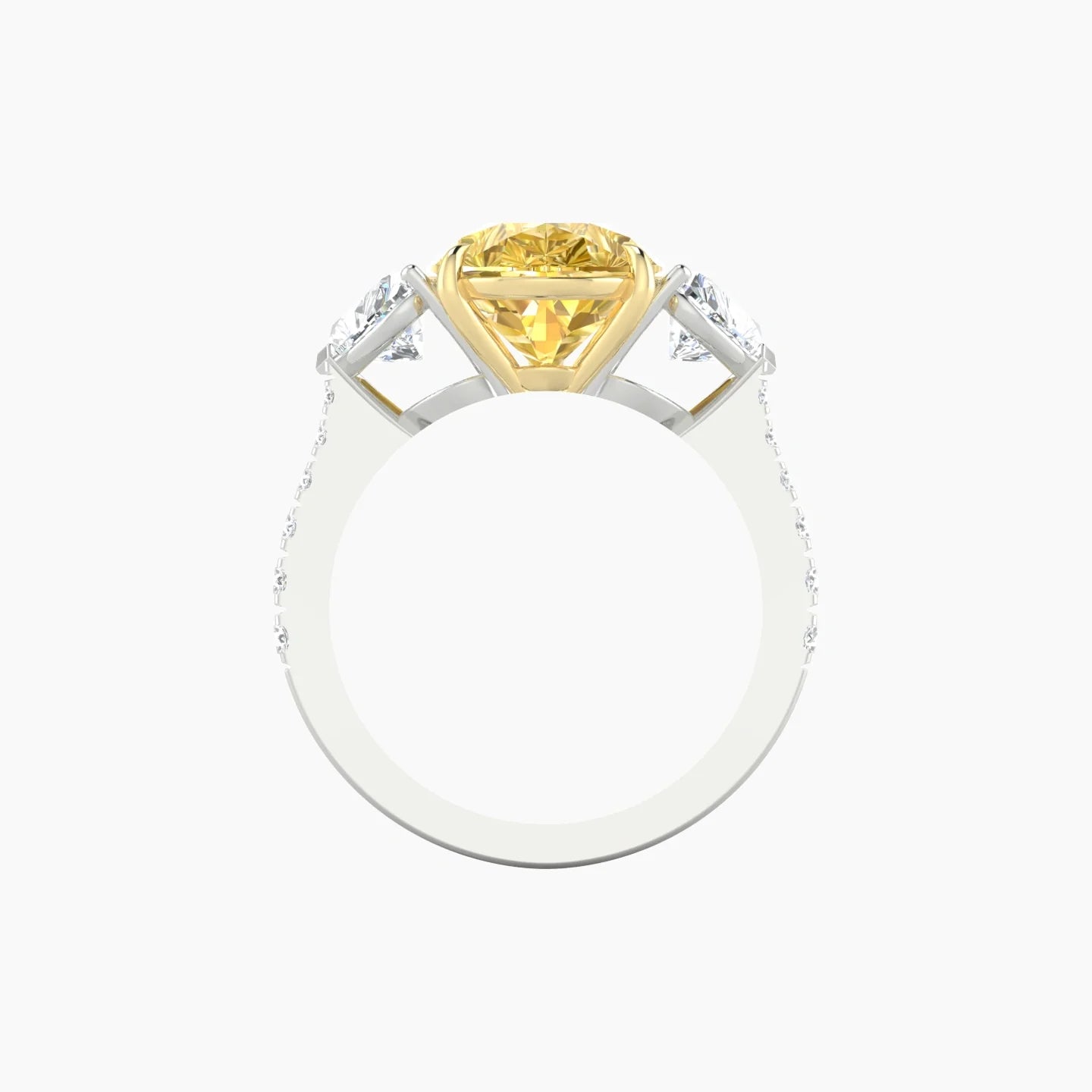 Simple Heart Trilogy with Reverse Shank | 18k White & Yellow Gold 5 ct Pear Cut Ring