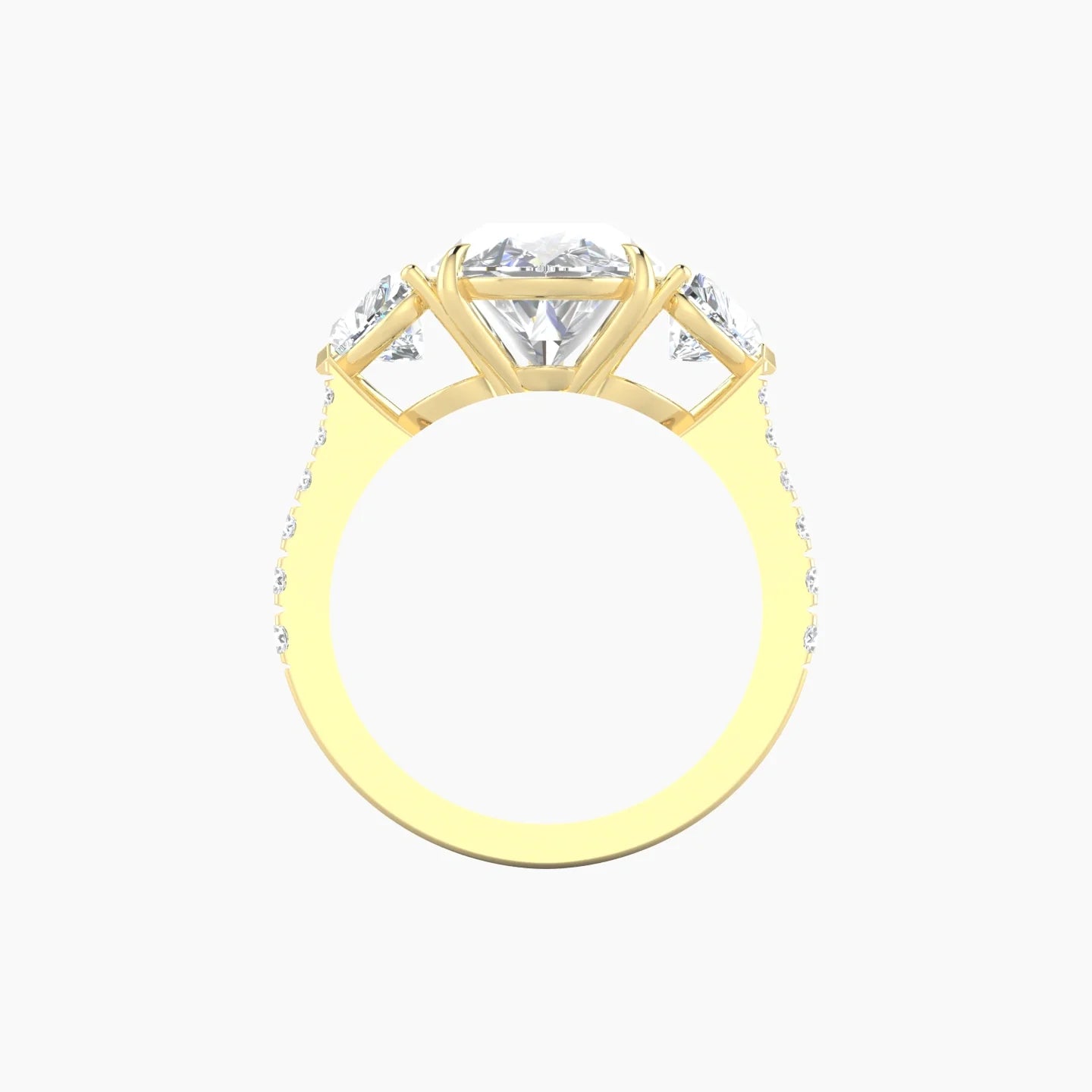 Simple Heart Trilogy with Reverse Shank | 18k Yellow Gold 5 ct Pear Cut Ring