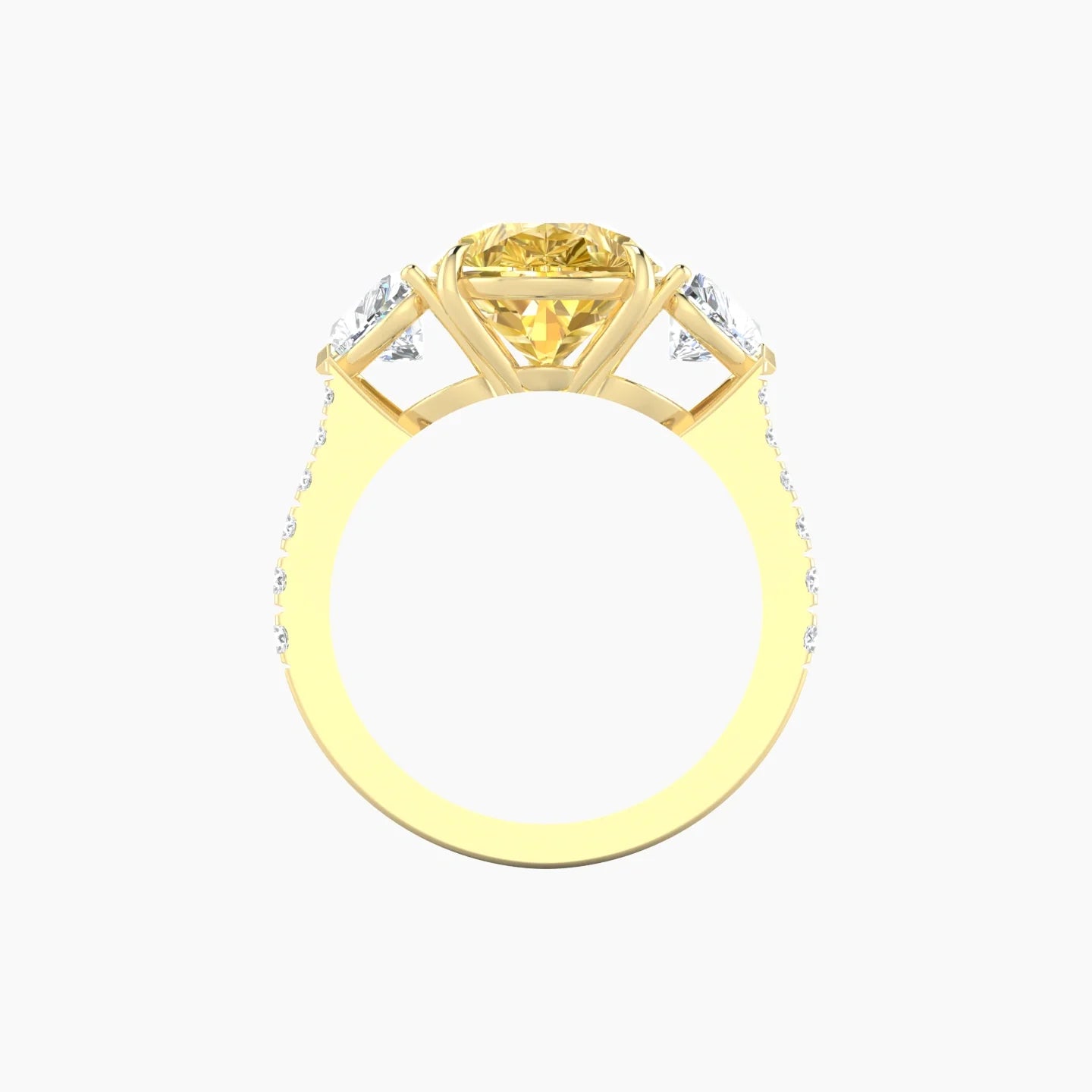 Simple Heart Trilogy with Reverse Shank | 18k Yellow Gold 5 ct Pear Cut Ring