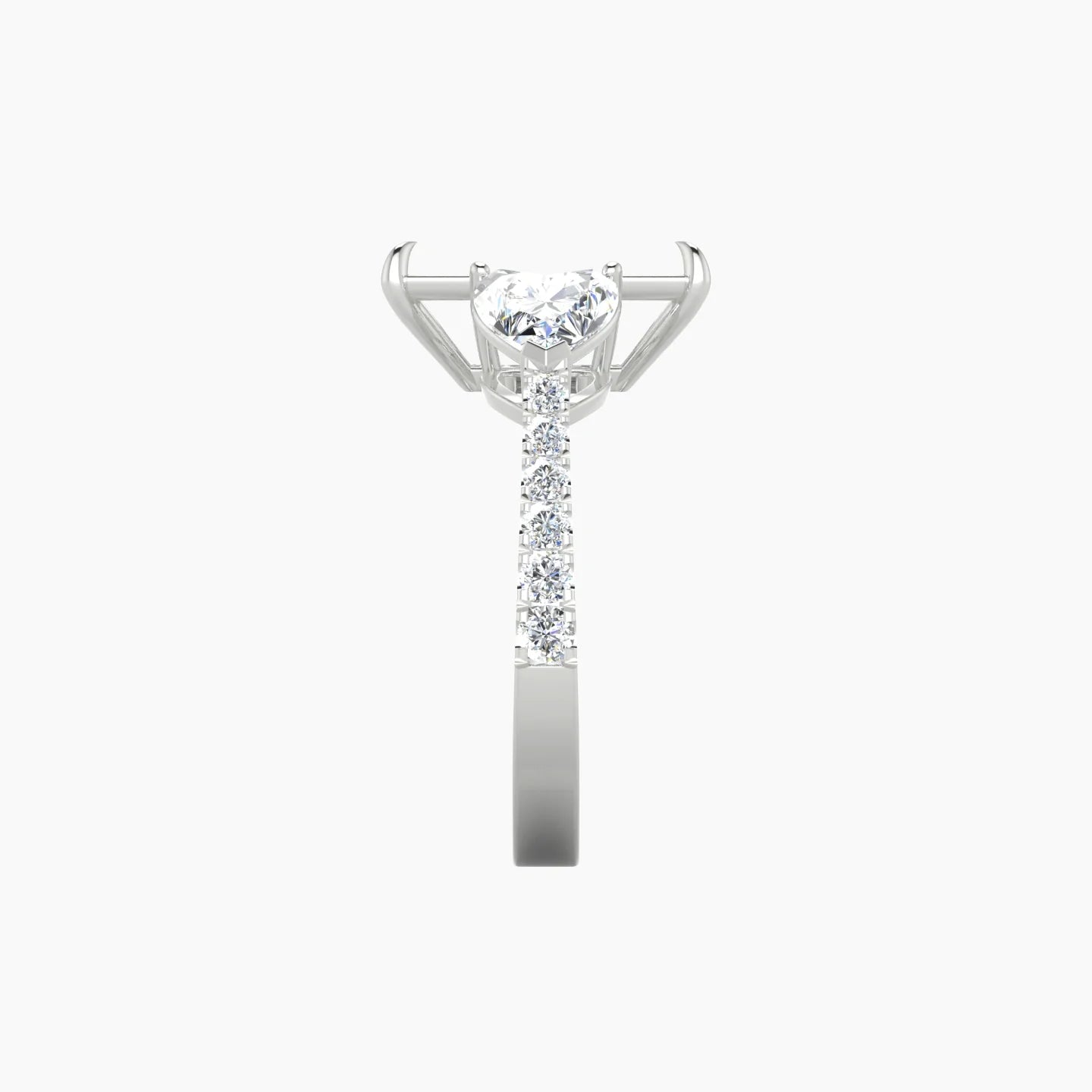 Simple Heart Trilogy with Reverse Shank | 18k White Gold 5-7.99 ct Radiant Cut Ring Setting