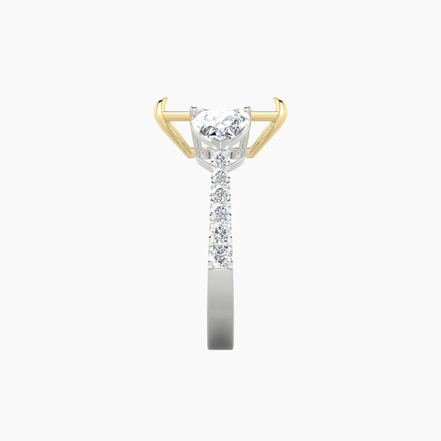 Simple Heart Trilogy with Reverse Shank | 18k White & Yellow Gold 5-7.99 ct Radiant Cut Ring Setting