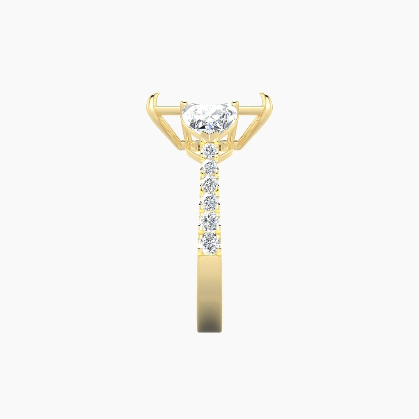 Simple Heart Trilogy with Reverse Shank | 18k Yellow Gold 5-7.99 ct Radiant Cut Ring Setting