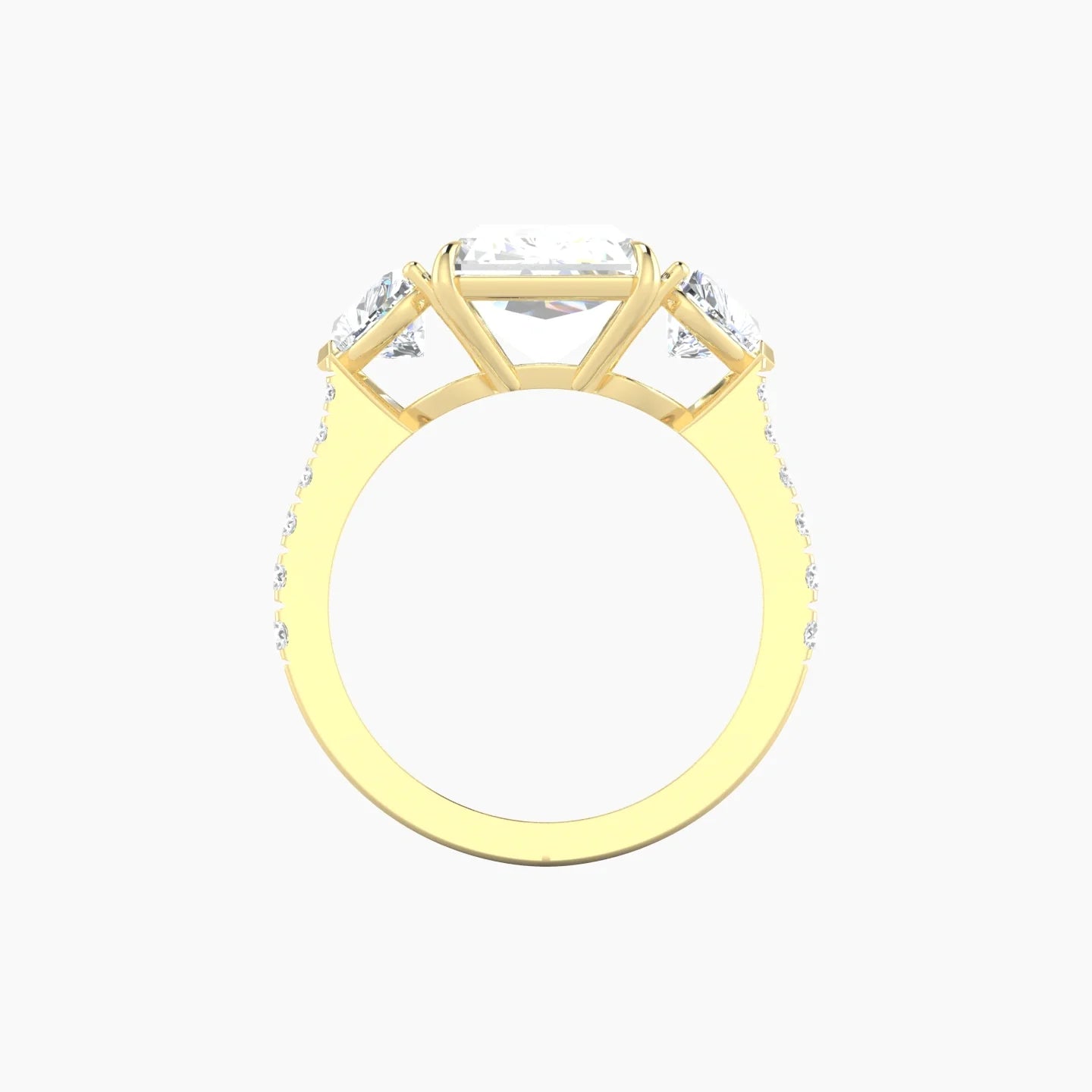 Simple Heart Trilogy with Reverse Shank | 18k Yellow Gold 5 ct Radiant Cut Ring
