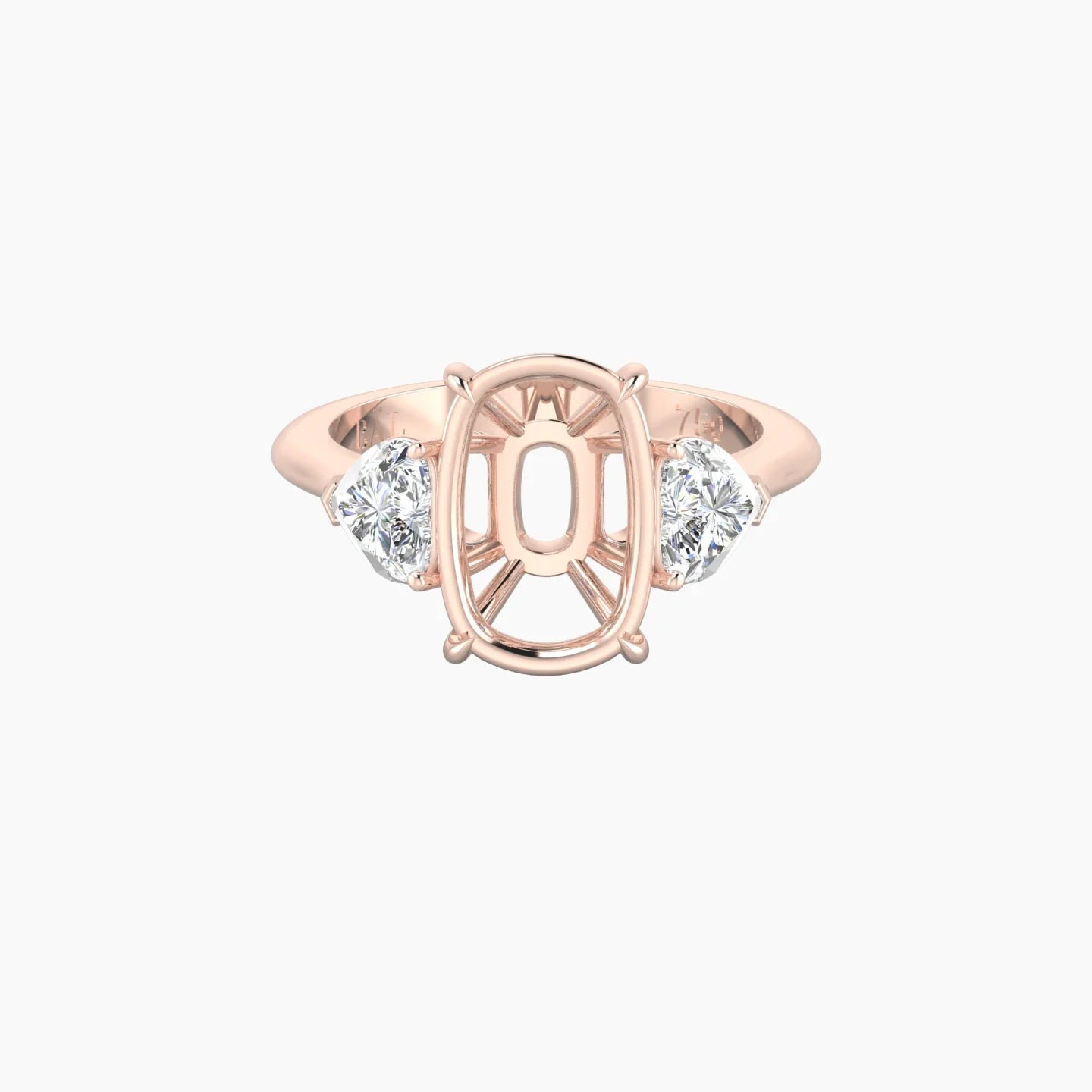 Simple Heart Trilogy | 18k Rose Gold 5-7.99 ct Cushion Cut Ring Setting