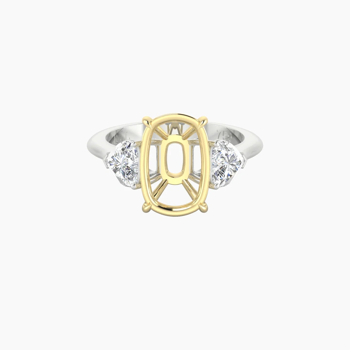 Simple Heart Trilogy | 18k White & Yellow Gold 5-7.99 ct Cushion Cut Ring Setting