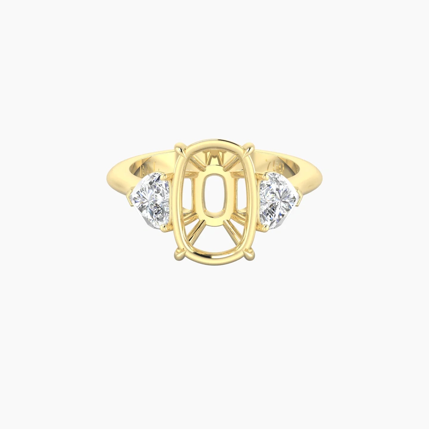 Simple Heart Trilogy | 18k Yellow Gold 5-7.99 ct Cushion Cut Ring Setting