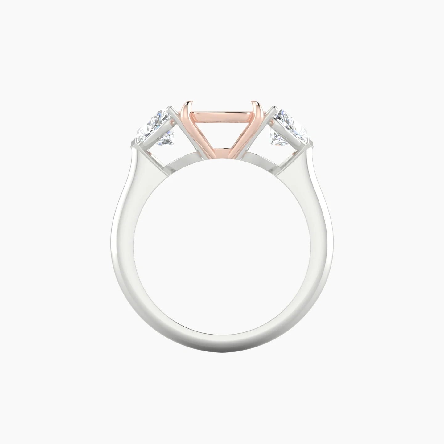 Simple Heart Trilogy | 18k White & Rose Gold 5-7.99 ct Cushion Cut Ring Setting