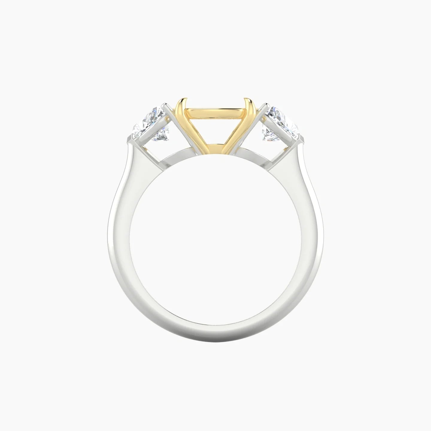 Simple Heart Trilogy | 18k White & Yellow Gold 5-7.99 ct Cushion Cut Ring Setting