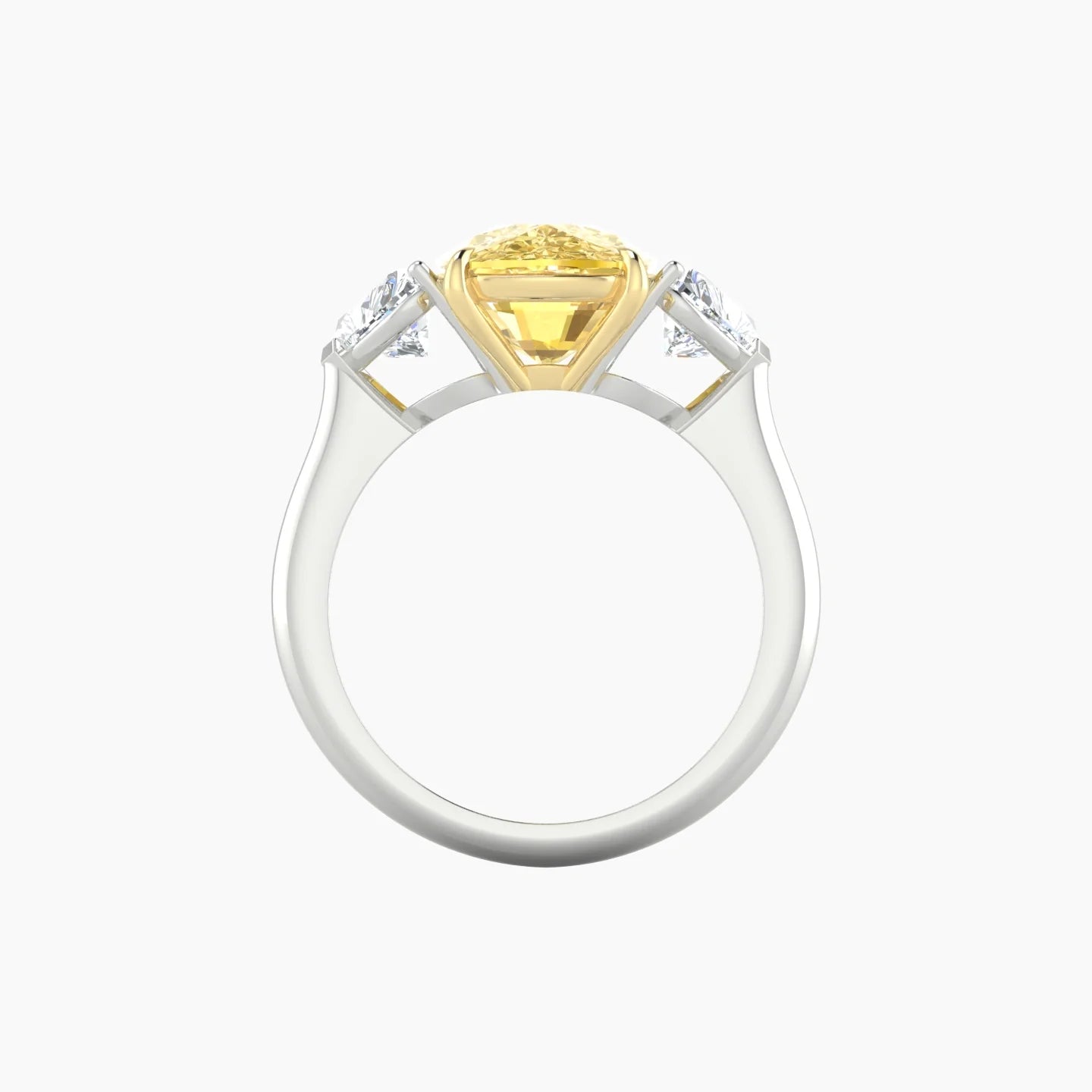 Simple Heart Trilogy | 18k White & Yellow Gold 5 ct Cushion Cut Ring