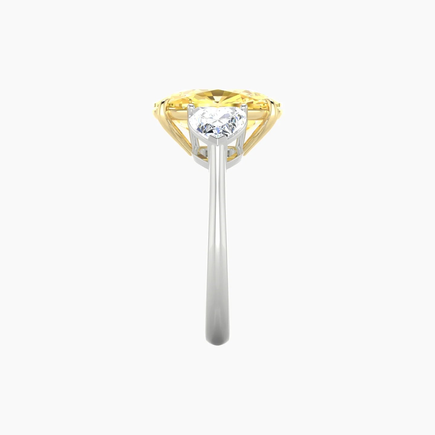 Simple Heart Trilogy | 18k White & Yellow Gold 5 ct Cushion Cut Ring