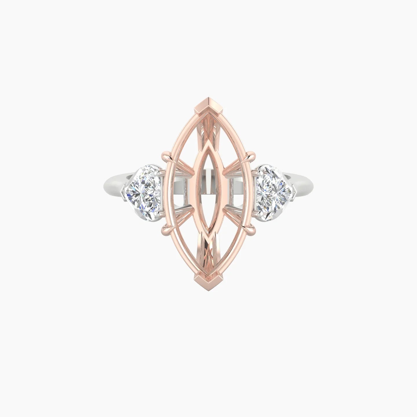 Simple Heart Trilogy | 18k White & Rose Gold 5-7.99 ct Marquise Cut Ring Setting