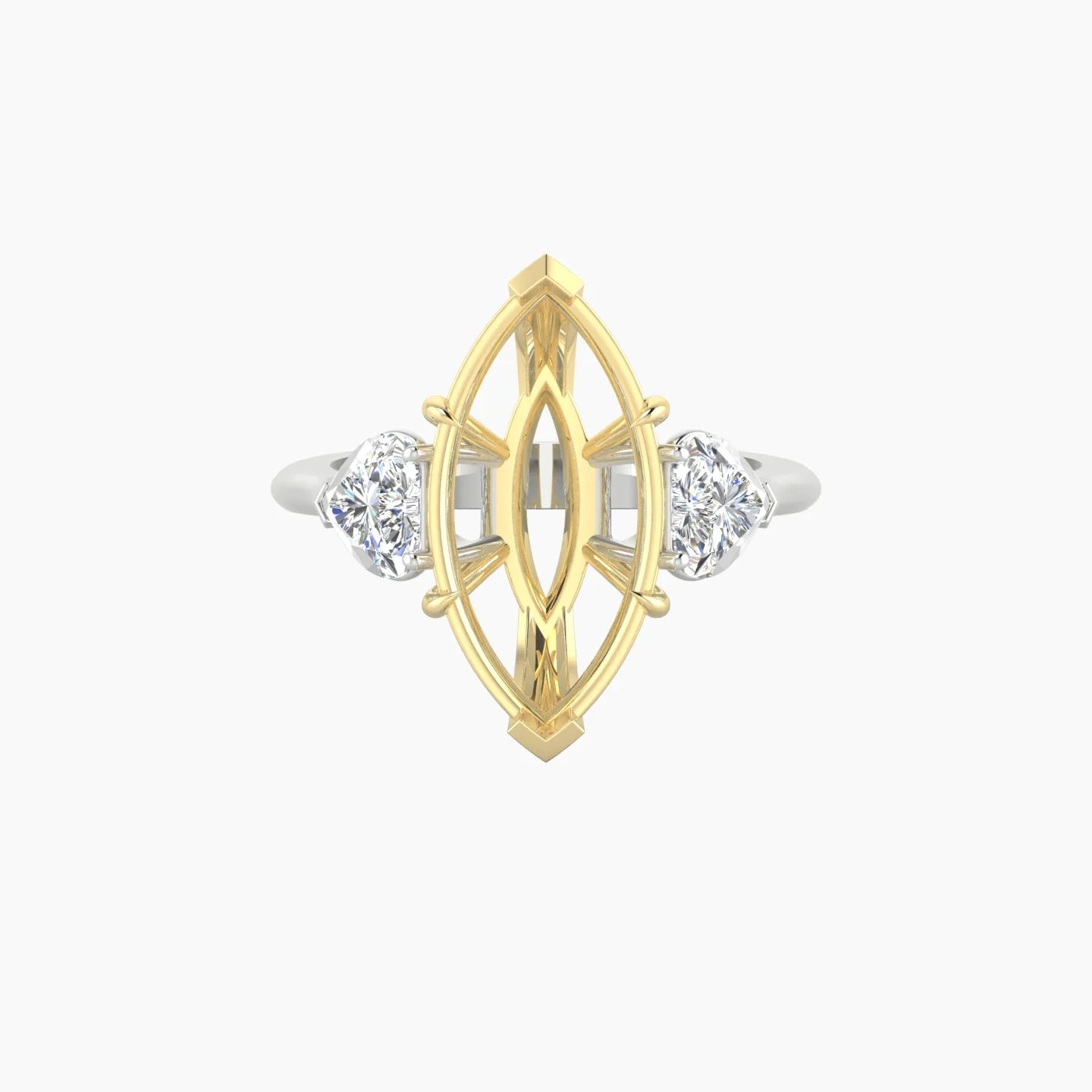 Simple Heart Trilogy | 18k White & Yellow Gold 5-7.99 ct Marquise Cut Ring Setting