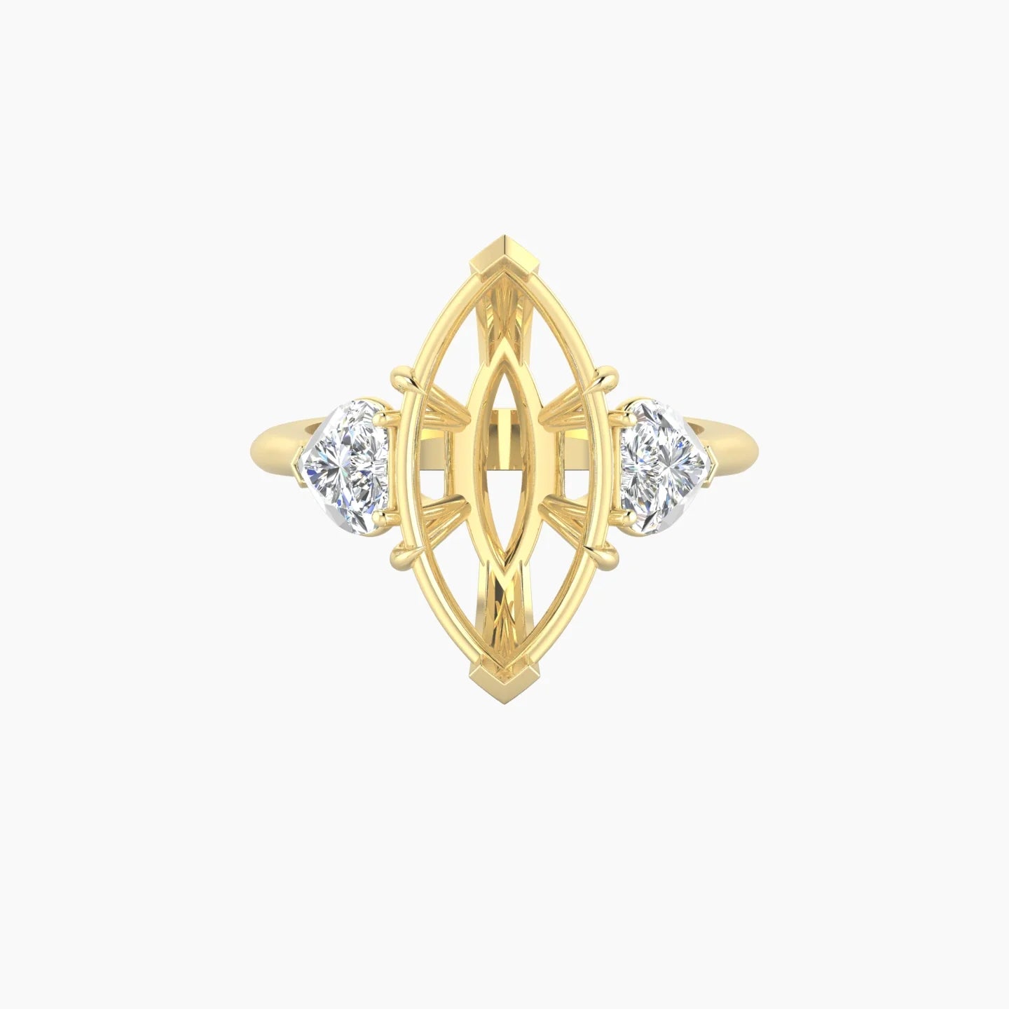 Simple Heart Trilogy | 18k Yellow Gold 5-7.99 ct Marquise Cut Ring Setting