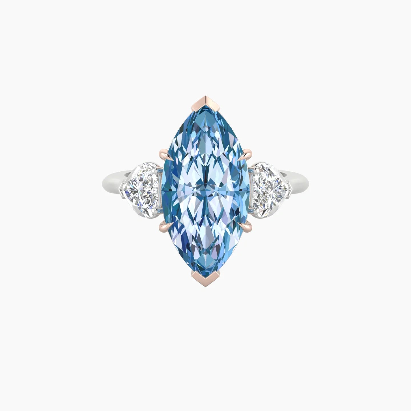 Simple Heart Trilogy | 18k White & Rose Gold 5 ct Marquise Cut Ring