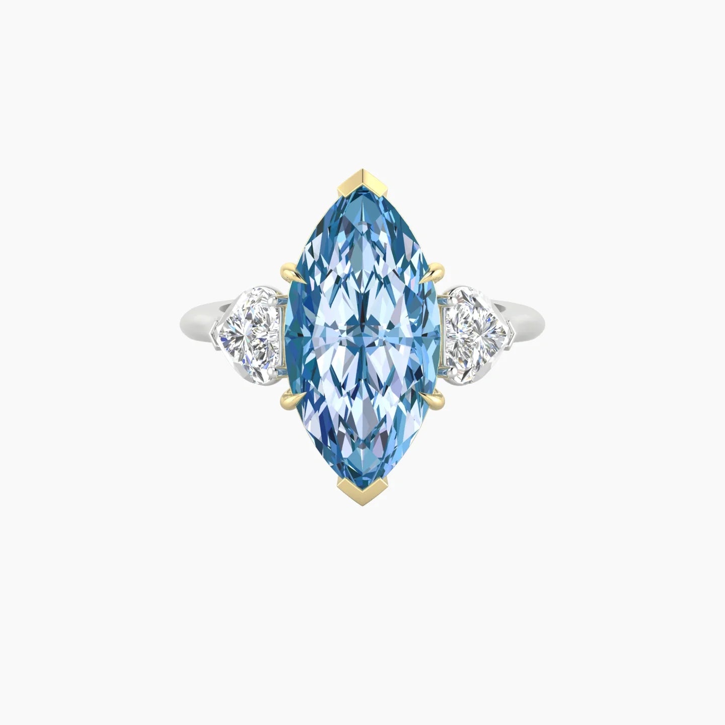 Simple Heart Trilogy | 18k White & Yellow Gold 5 ct Marquise Cut Ring