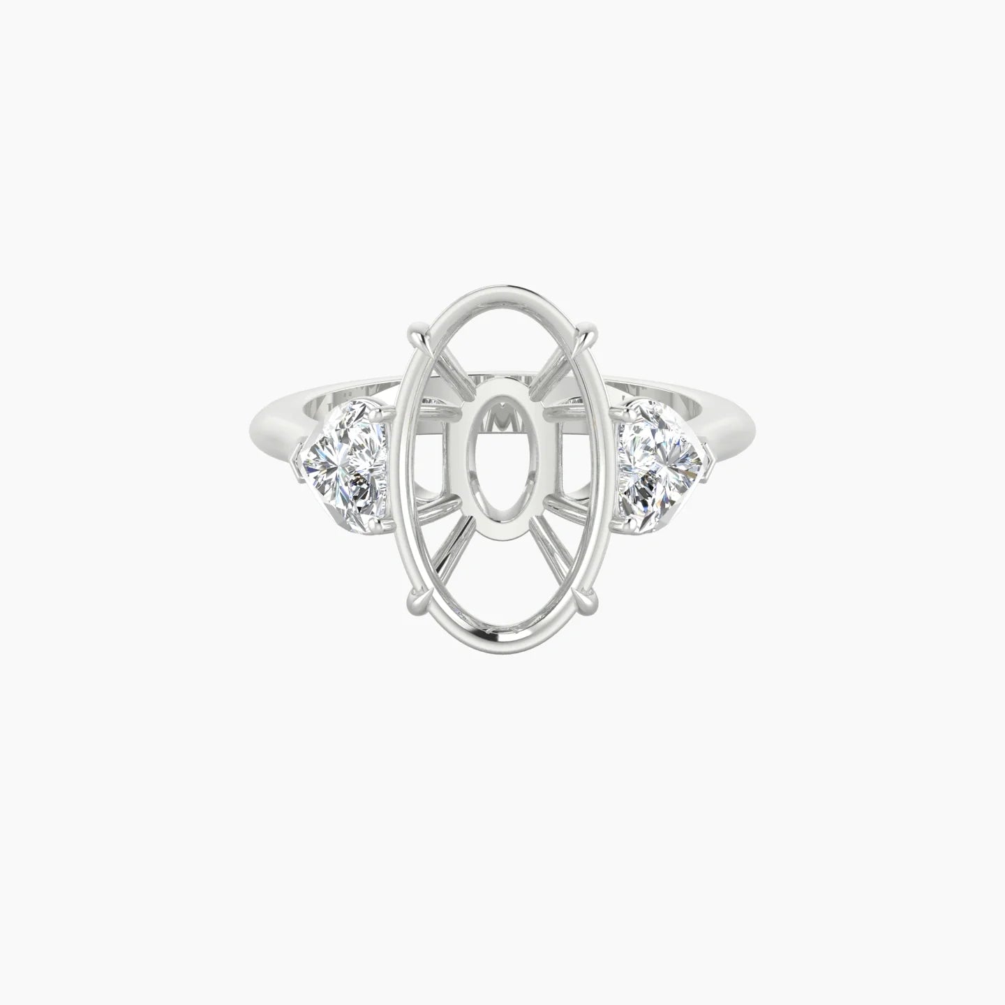 Simple Heart Trilogy | 18k White Gold 5-7.99 ct Oval Cut Ring Setting