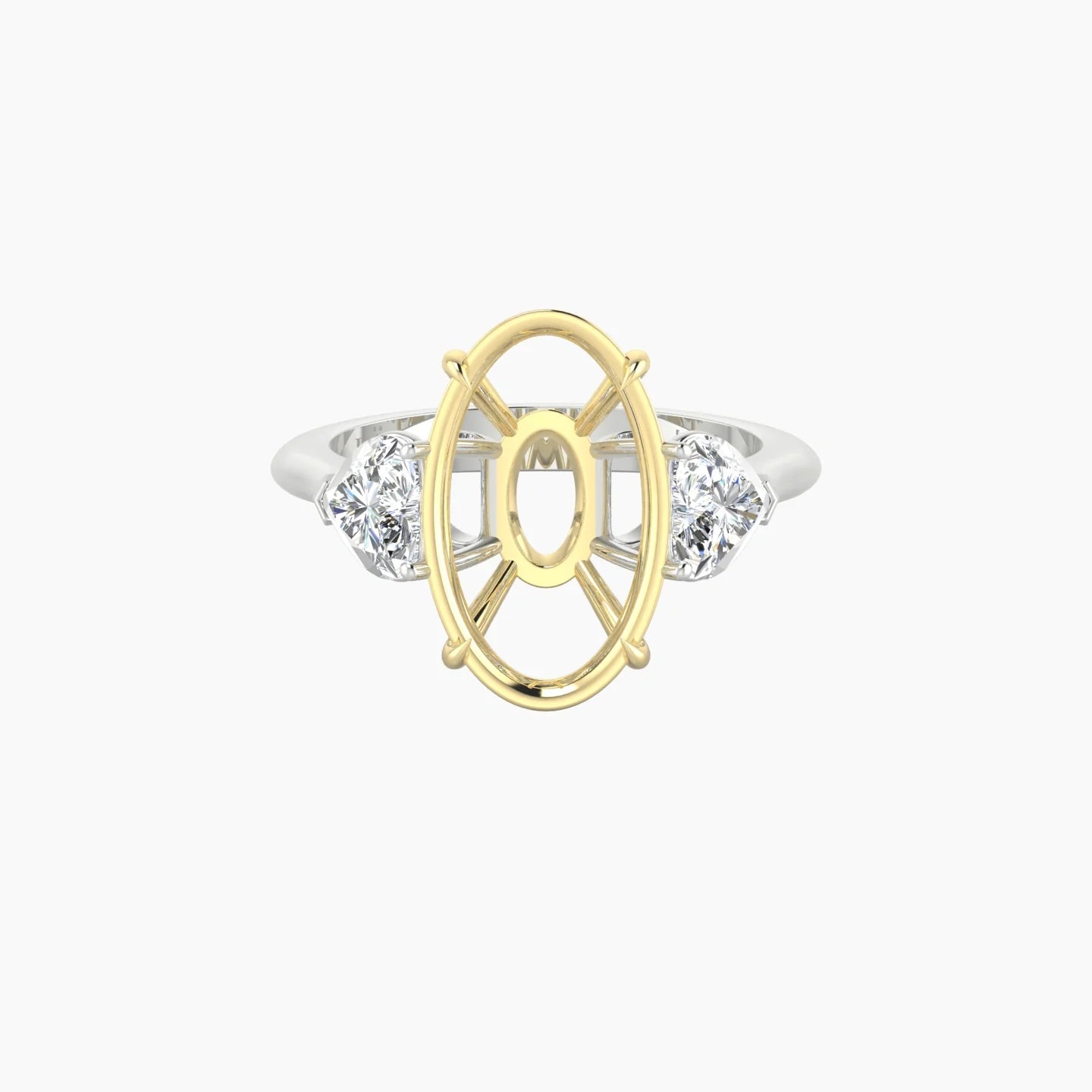Simple Heart Trilogy | 18k White & Yellow Gold 5-7.99 ct Oval Cut Ring Setting