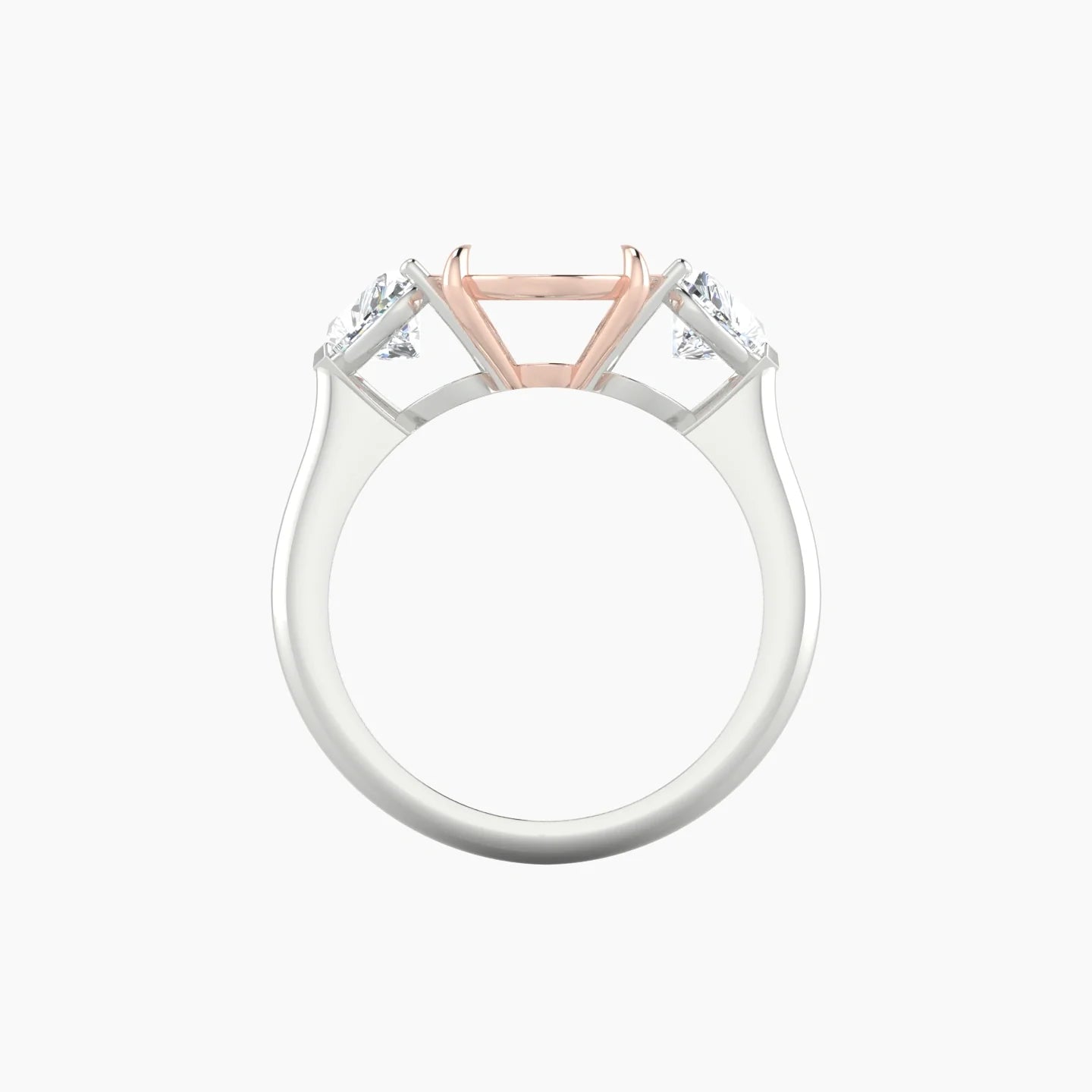 Simple Heart Trilogy | 18k White & Rose Gold 5-7.99 ct Oval Cut Ring Setting