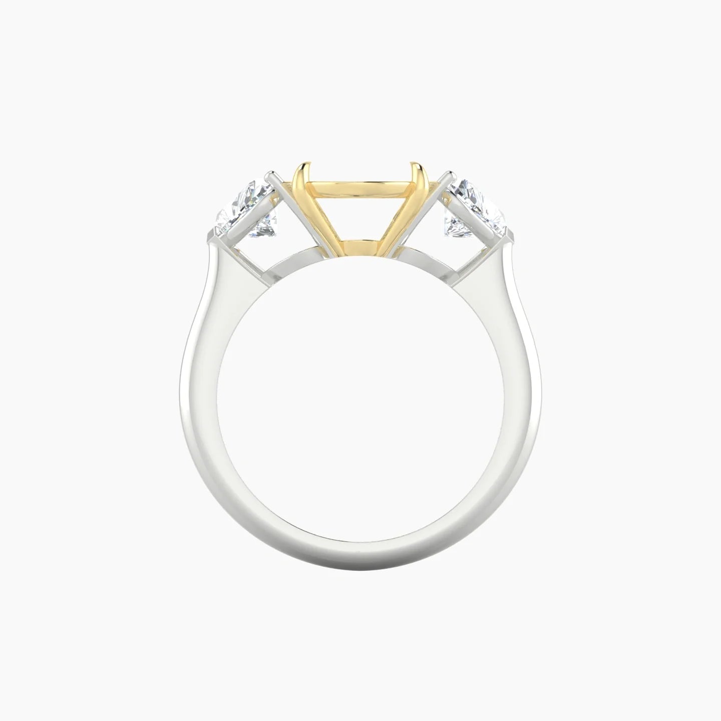 Simple Heart Trilogy | 18k White & Yellow Gold 5-7.99 ct Oval Cut Ring Setting