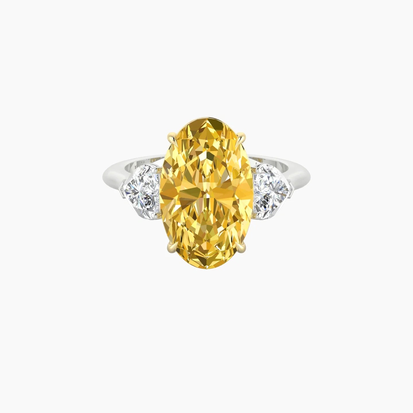 Simple Heart Trilogy | 18k White & Yellow Gold 5 ct Oval Cut Ring