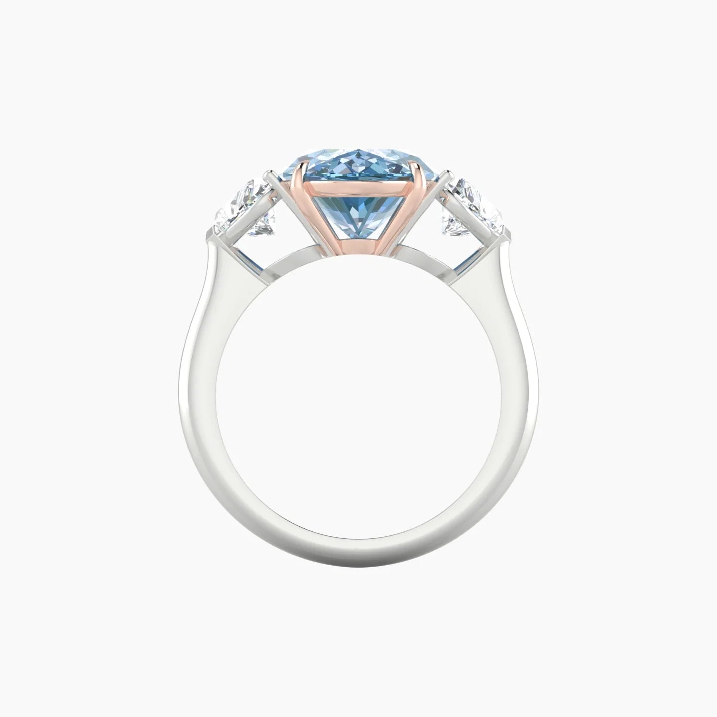 Simple Heart Trilogy | 18k White & Rose Gold 5 ct Oval Cut Ring