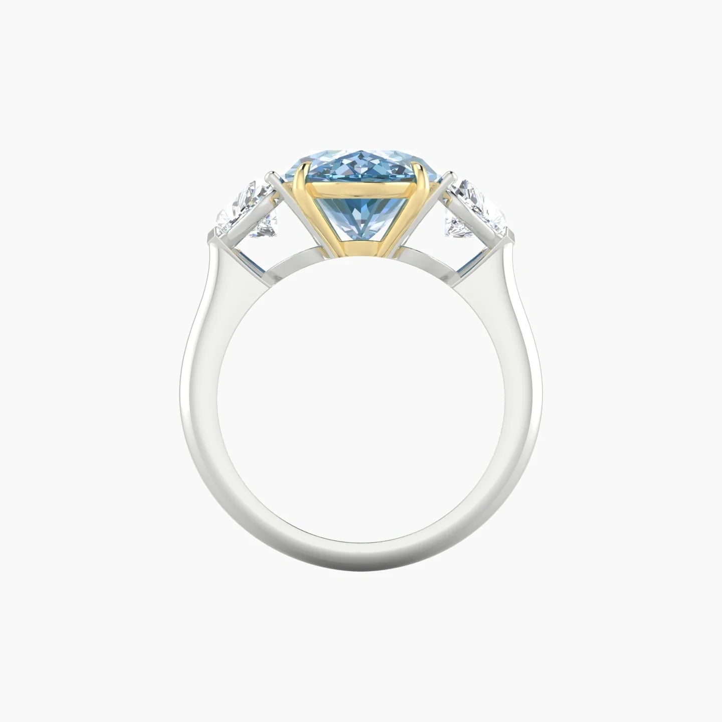 Simple Heart Trilogy | 18k White & Yellow Gold 5 ct Oval Cut Ring