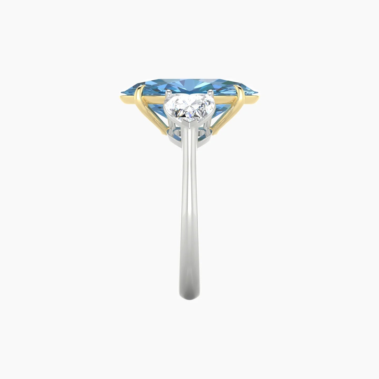 Simple Heart Trilogy | 18k White & Yellow Gold 5 ct Oval Cut Ring