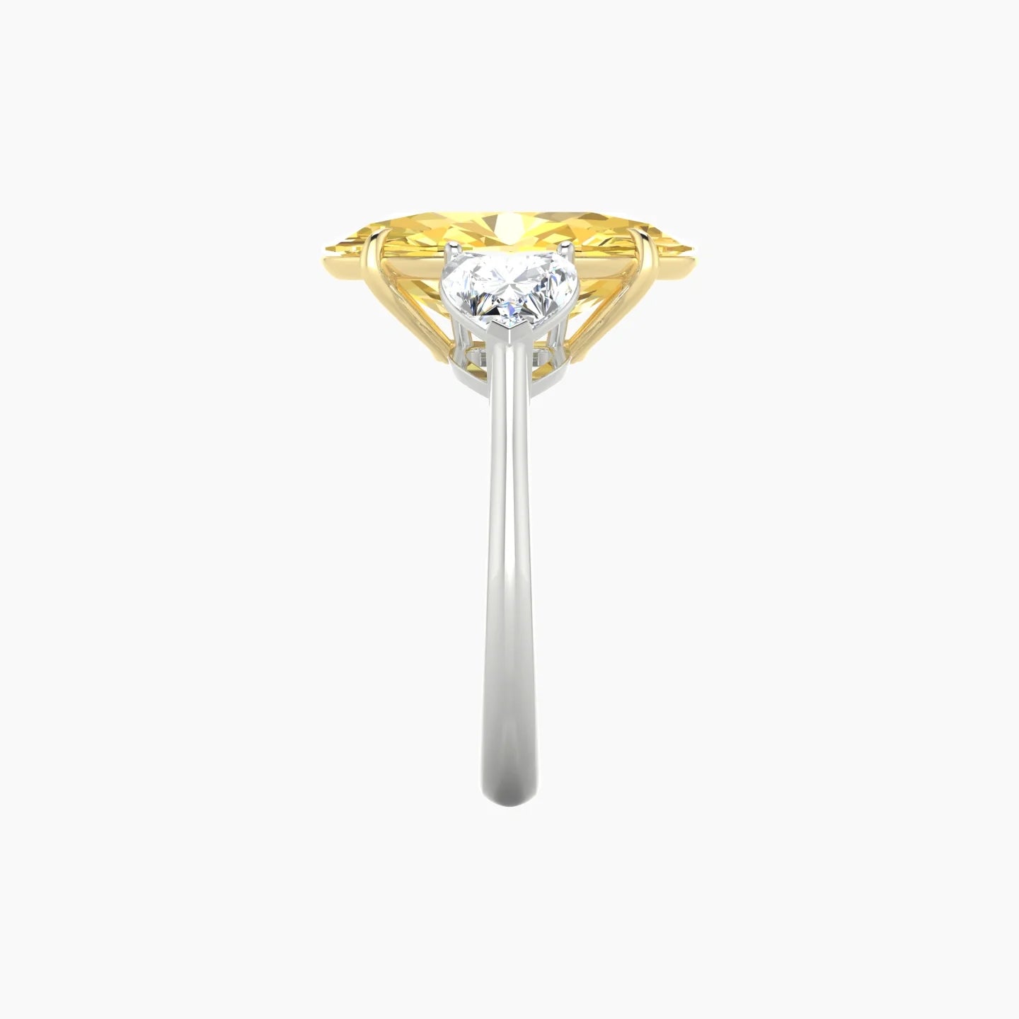 Simple Heart Trilogy | 18k White & Yellow Gold 5 ct Oval Cut Ring