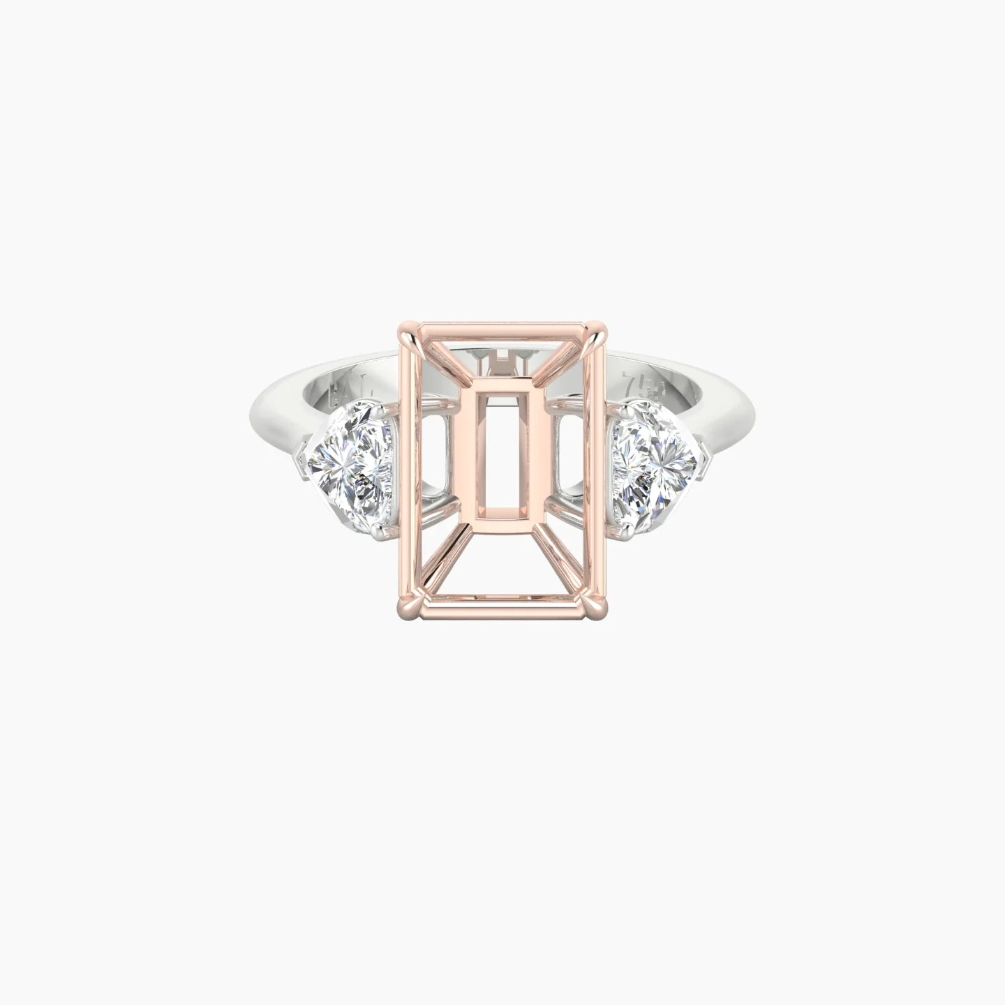 Simple Heart Trilogy | 18k White & Rose Gold 5-7.99 ct Radiant Cut Ring Setting