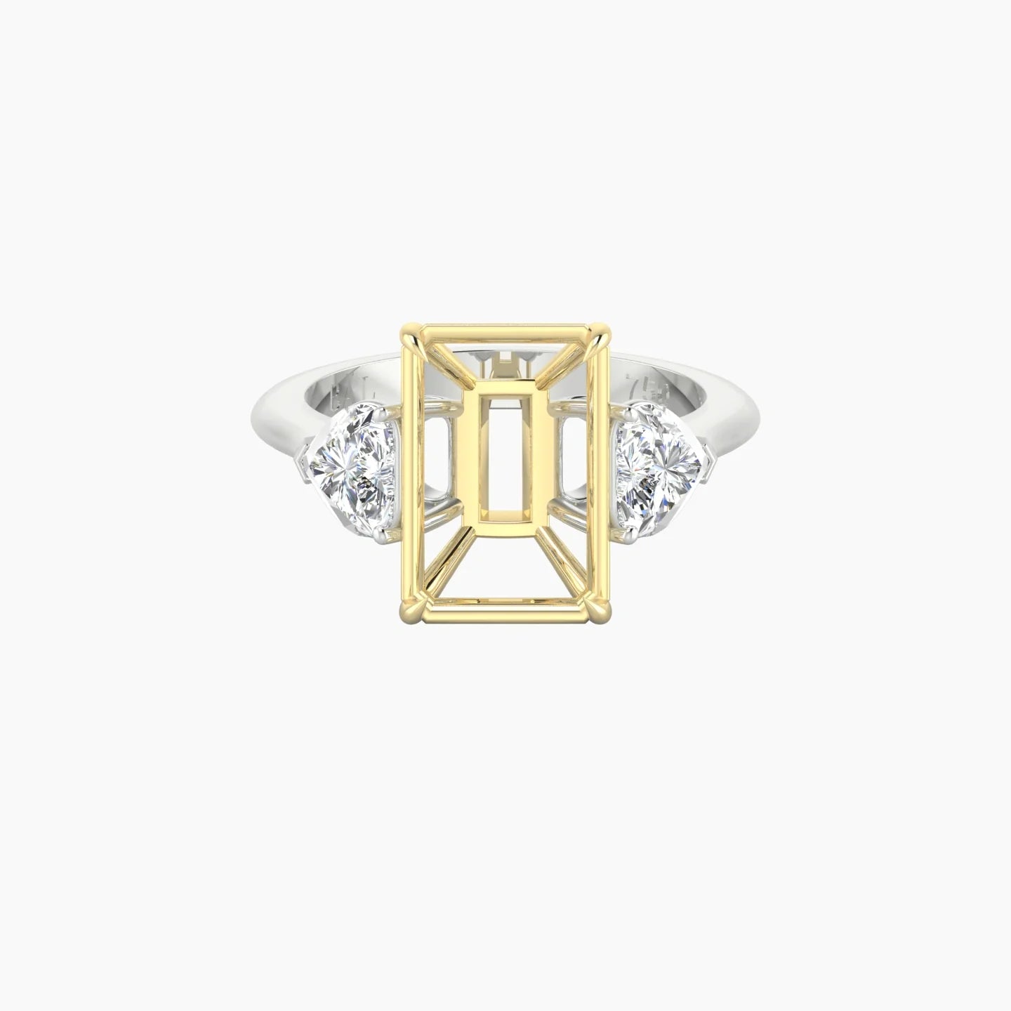 Simple Heart Trilogy | 18k White & Yellow Gold 5-7.99 ct Radiant Cut Ring Setting