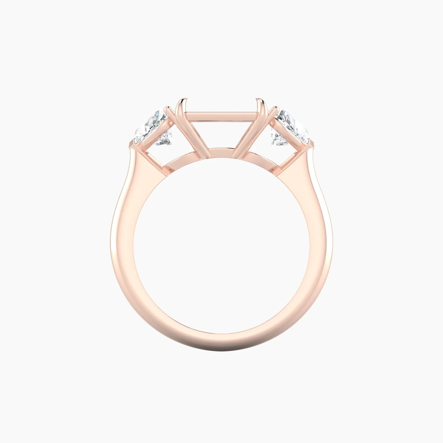 Simple Heart Trilogy | 18k Rose Gold 5-7.99 ct Radiant Cut Ring Setting