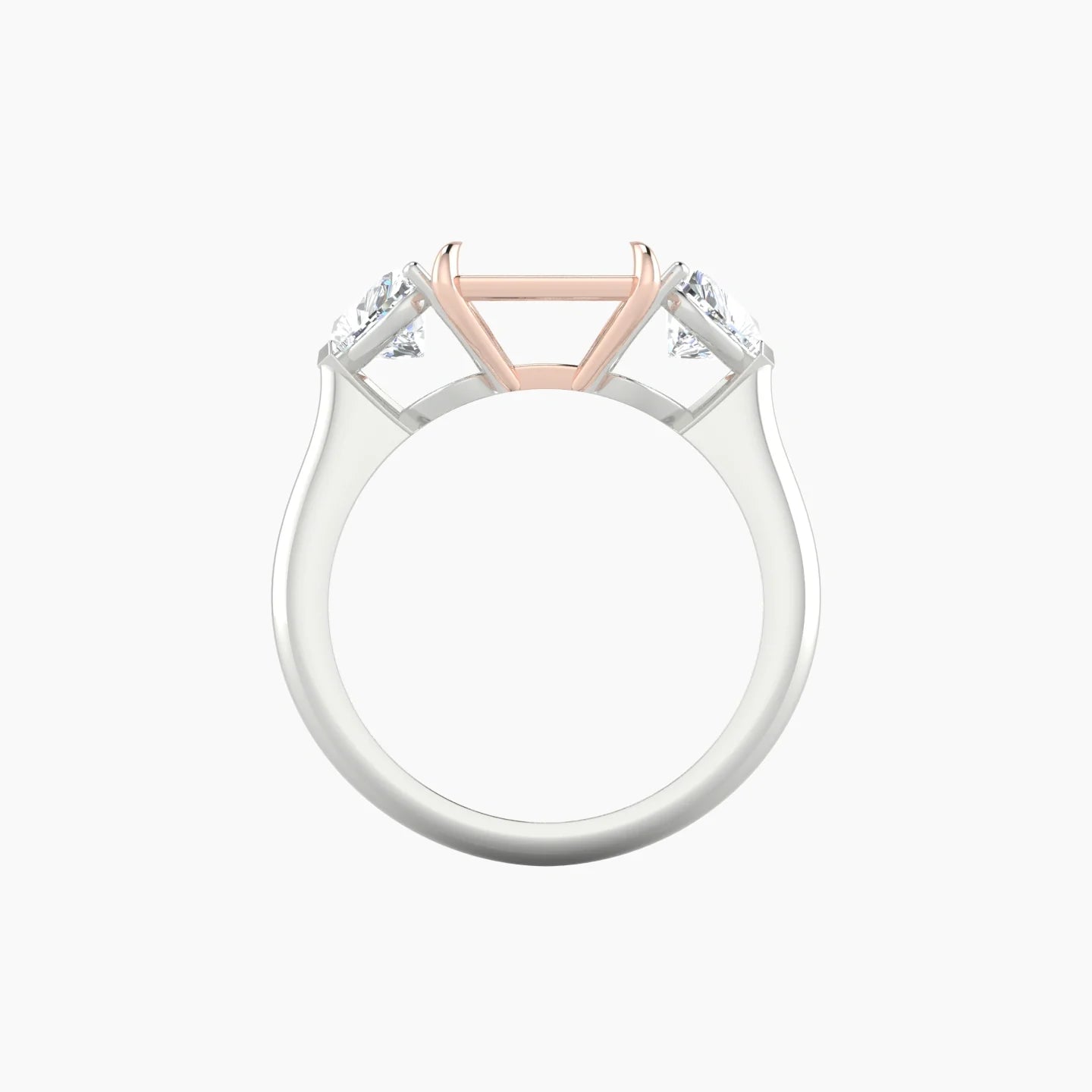 Simple Heart Trilogy | 18k White & Rose Gold 5-7.99 ct Radiant Cut Ring Setting