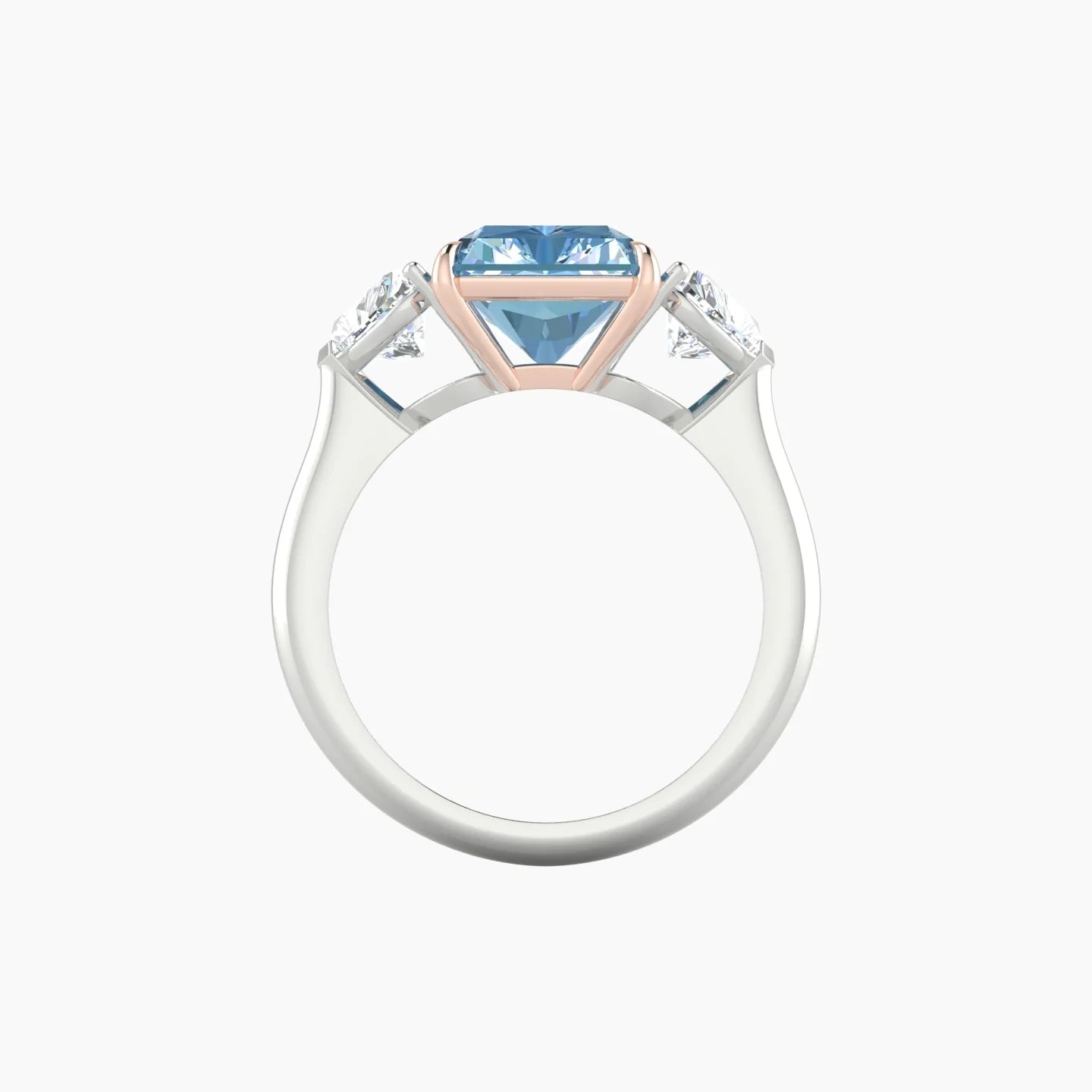 Simple Heart Trilogy | 18k White & Rose Gold 5 ct Radiant Cut Ring