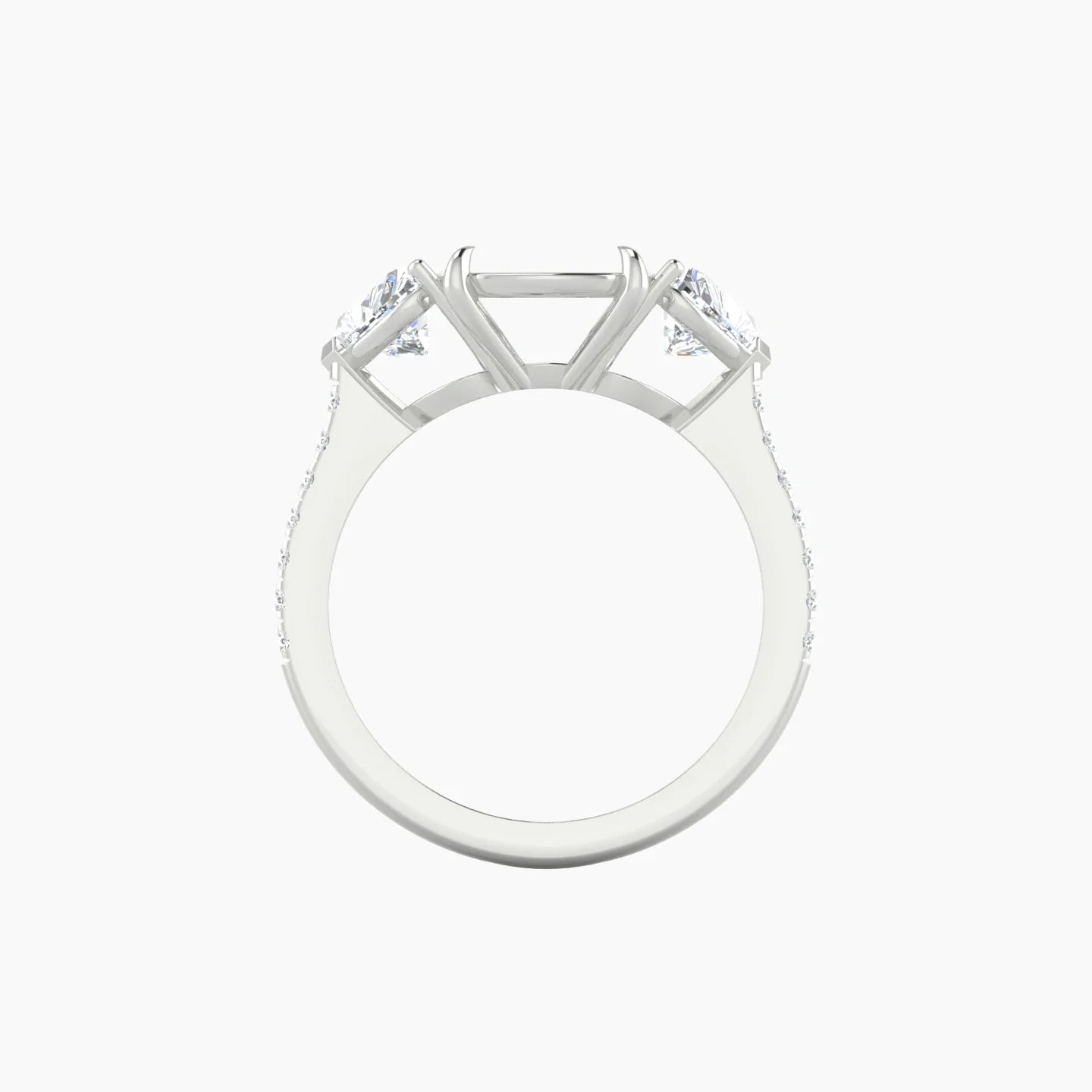 Simple Heart Trilogy with Straight Shank | 18k White Gold 5-7.99 ct Cushion Cut Ring Setting
