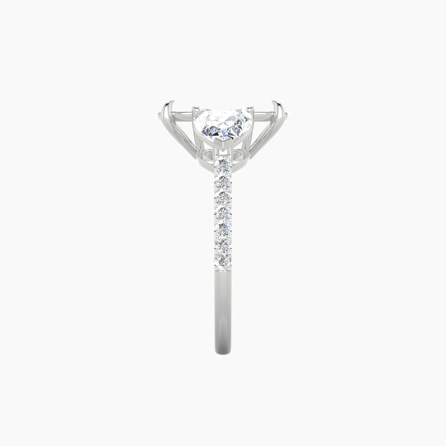 Simple Heart Trilogy with Straight Shank | 18k White Gold 5-7.99 ct Cushion Cut Ring Setting