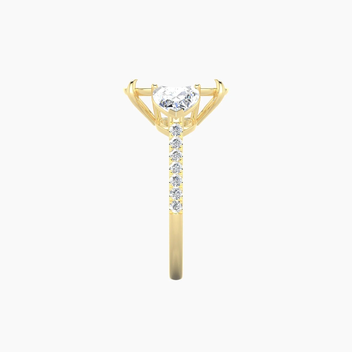 Simple Heart Trilogy with Straight Shank | 18k Yellow Gold 5-7.99 ct Cushion Cut Ring Setting
