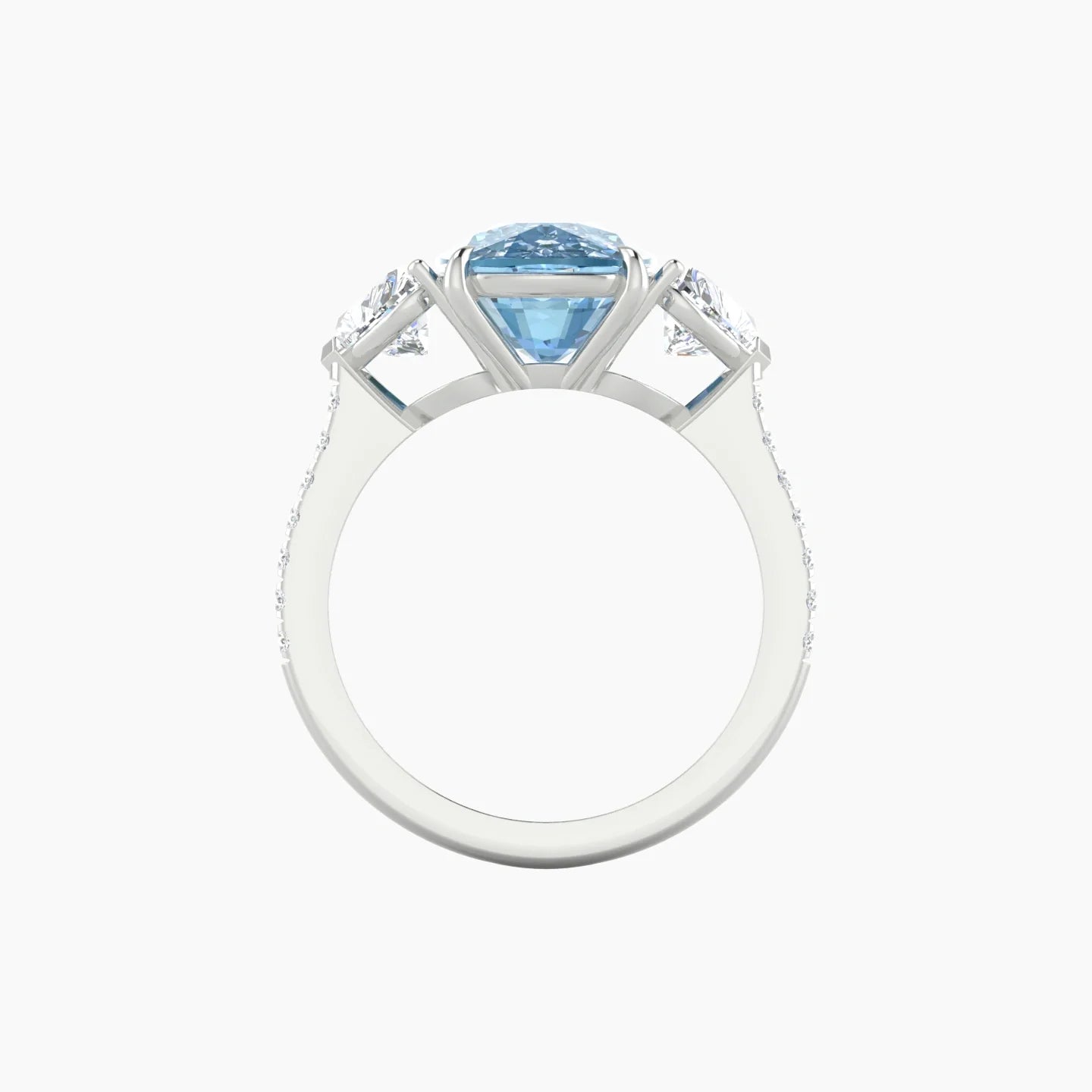 Simple Heart Trilogy with Straight Shank | 18k White Gold 5 ct Cushion Cut Ring