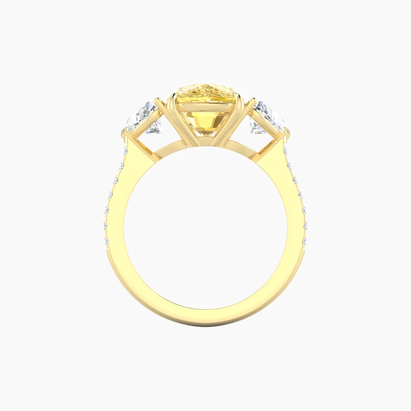 Simple Heart Trilogy with Straight Shank | 18k Yellow Gold 5 ct Cushion Cut Ring