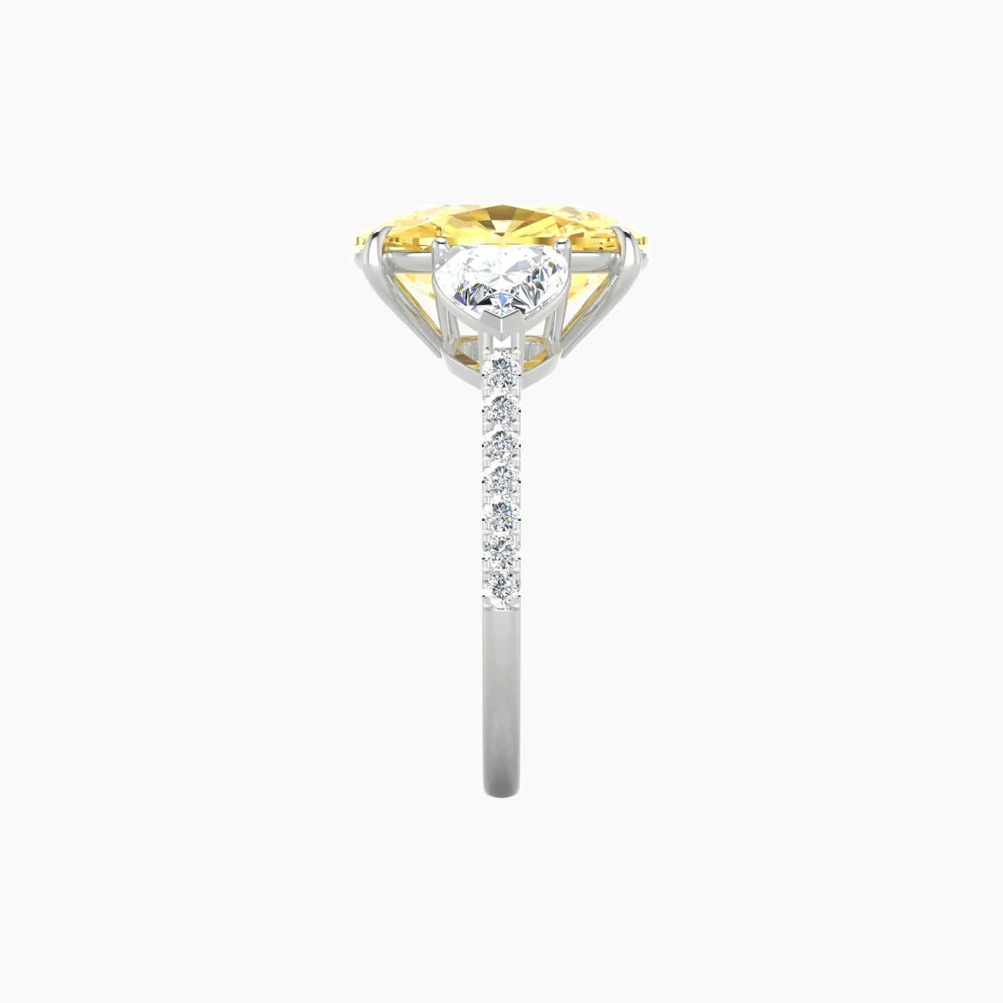 Simple Heart Trilogy with Straight Shank | 18k White Gold 5 ct Cushion Cut Ring